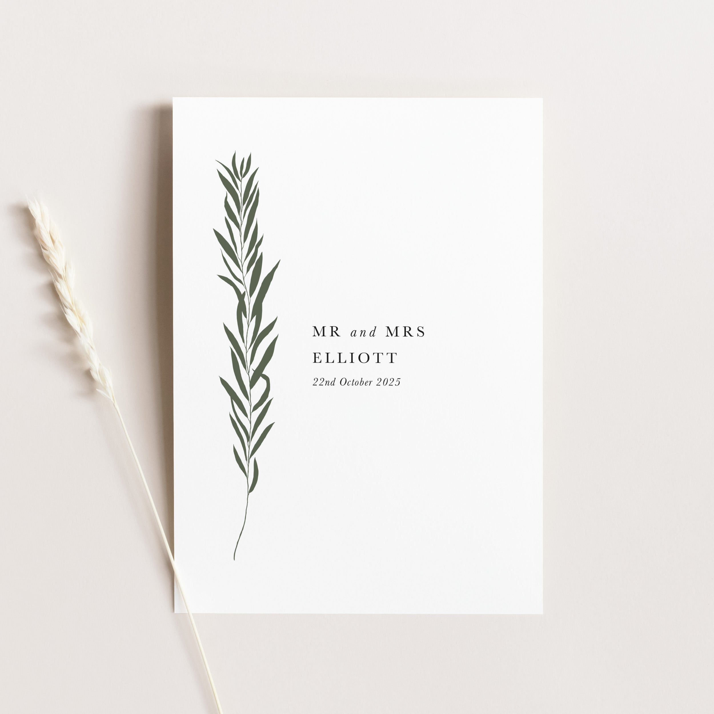 Elegant Botanical Wedding Thank You Card - Heather Collection, Elle Bee Design