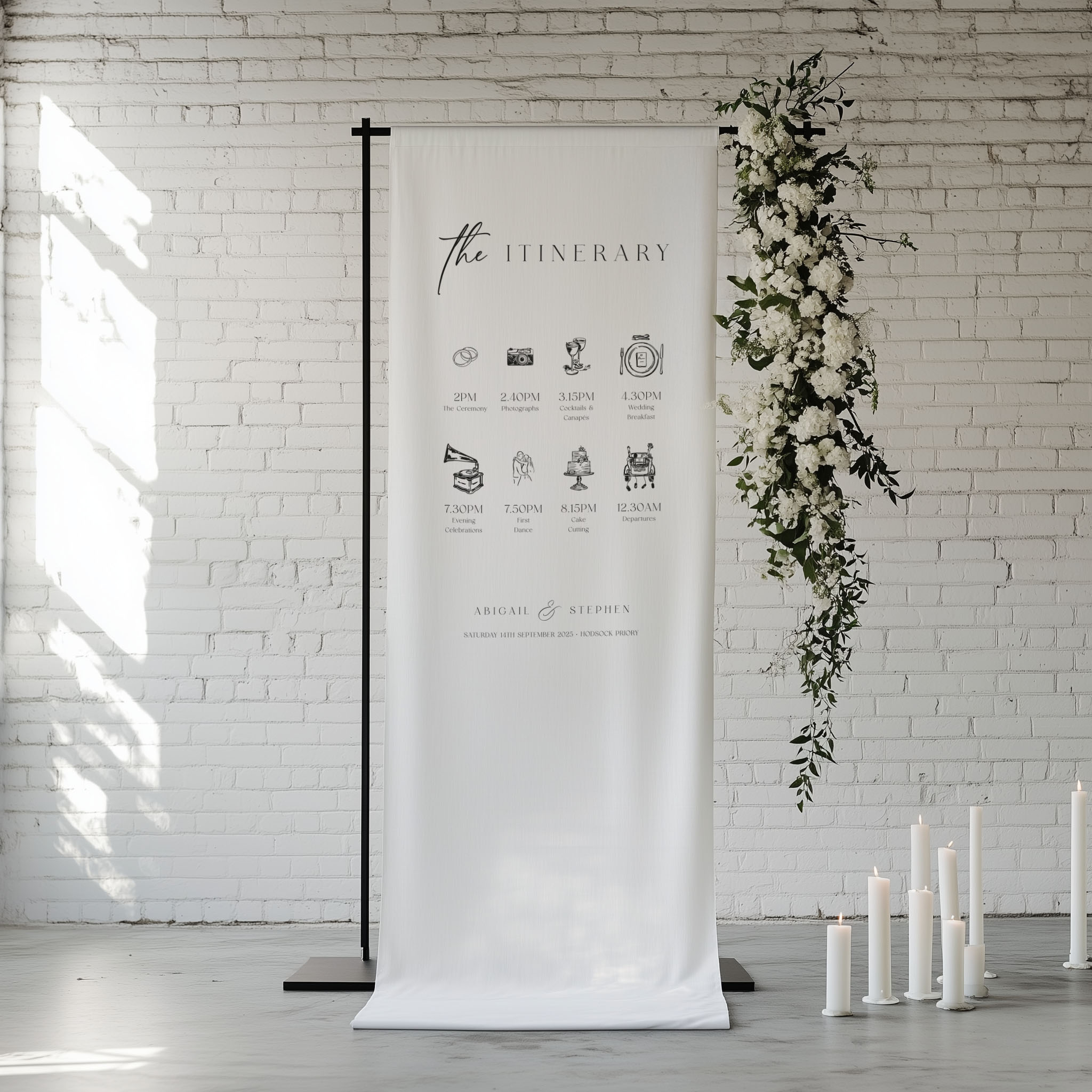 Fabric Luxury Itinerary Sign for Wedding - Highbury Collection, Elle Bee Design