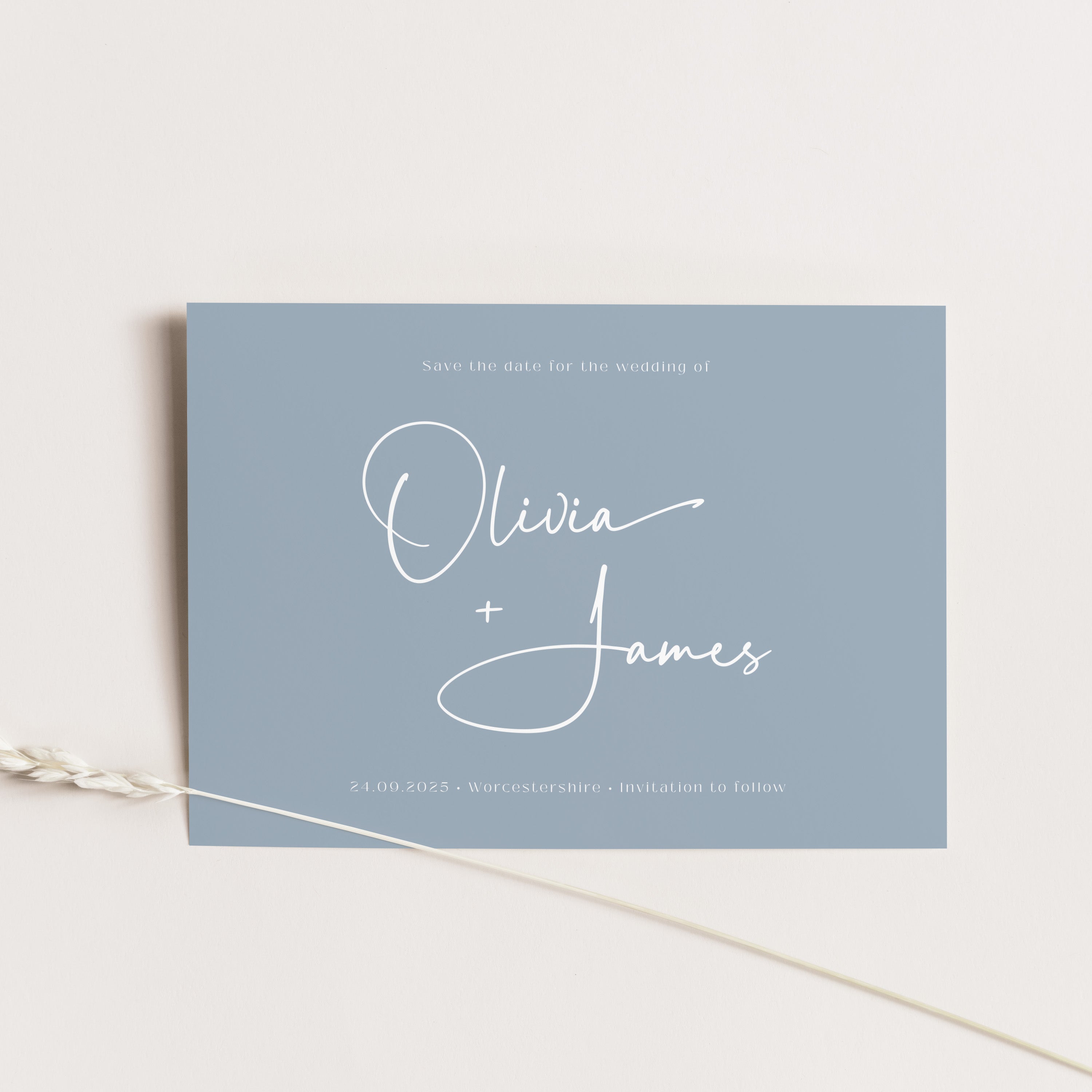 Modern Wedding Save the Date Card in Steel with White Ink - Islington Collection, Elle Bee Design