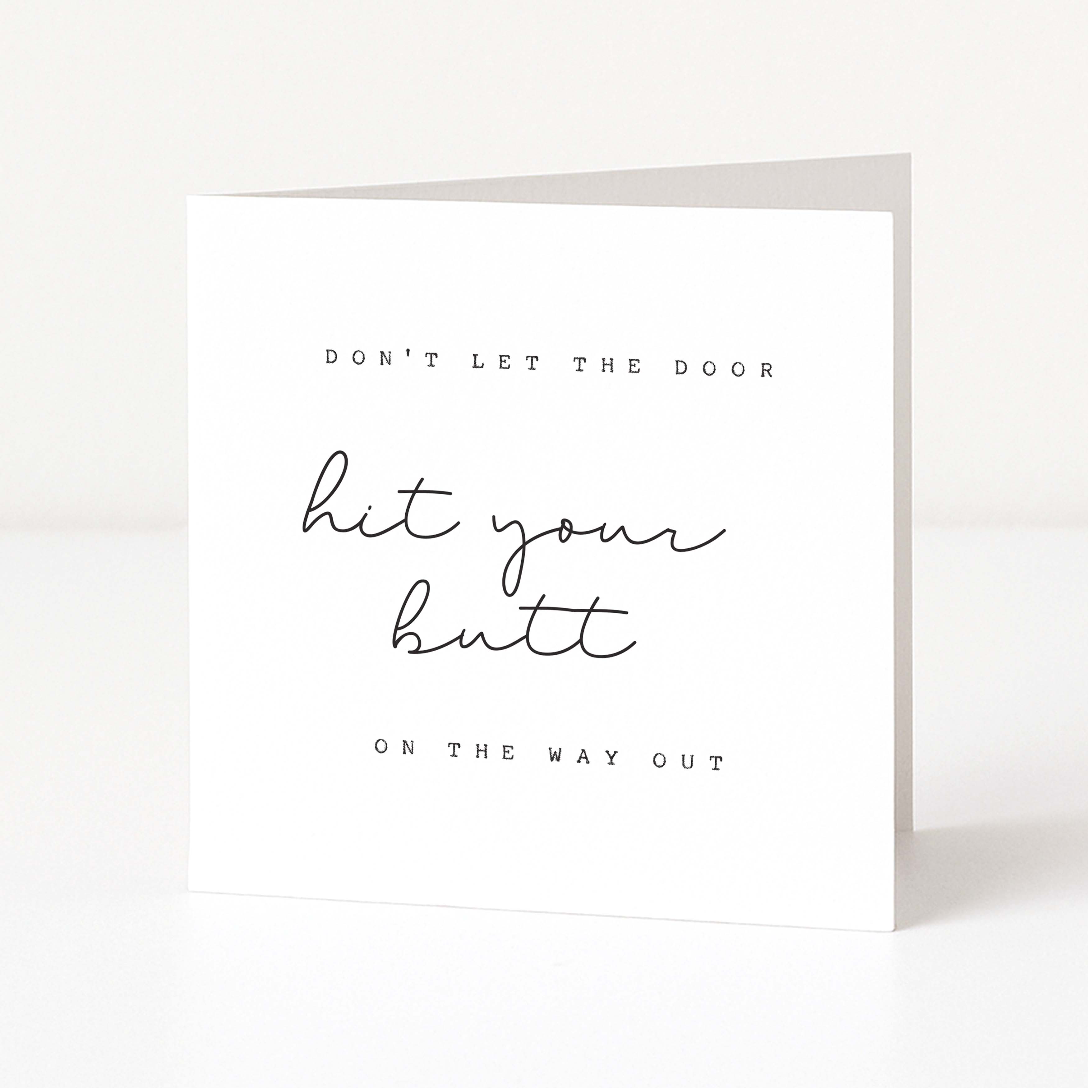 Greeting card with humorous text on a white background