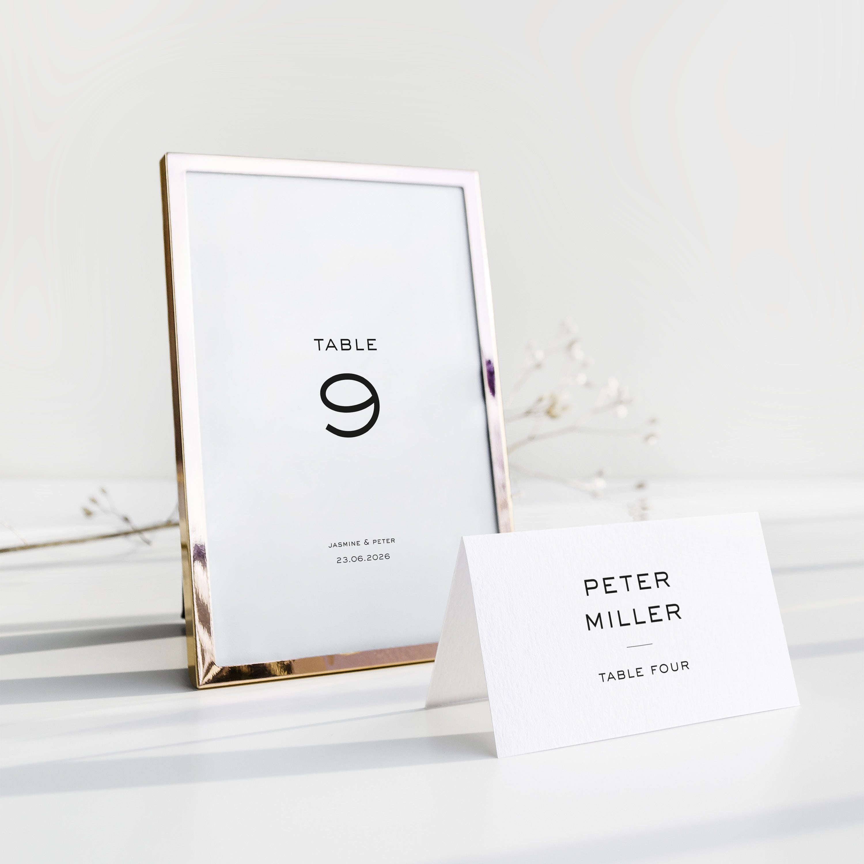 Modern Wedding Table Number with Tent Fold Place Card