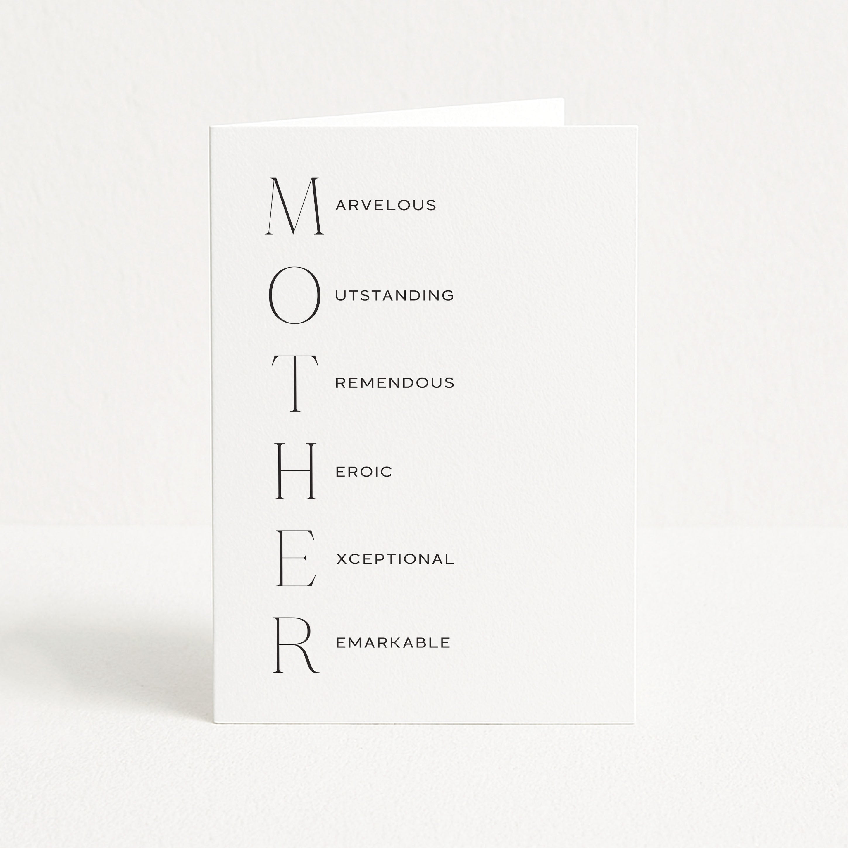 White card with black text on a white background