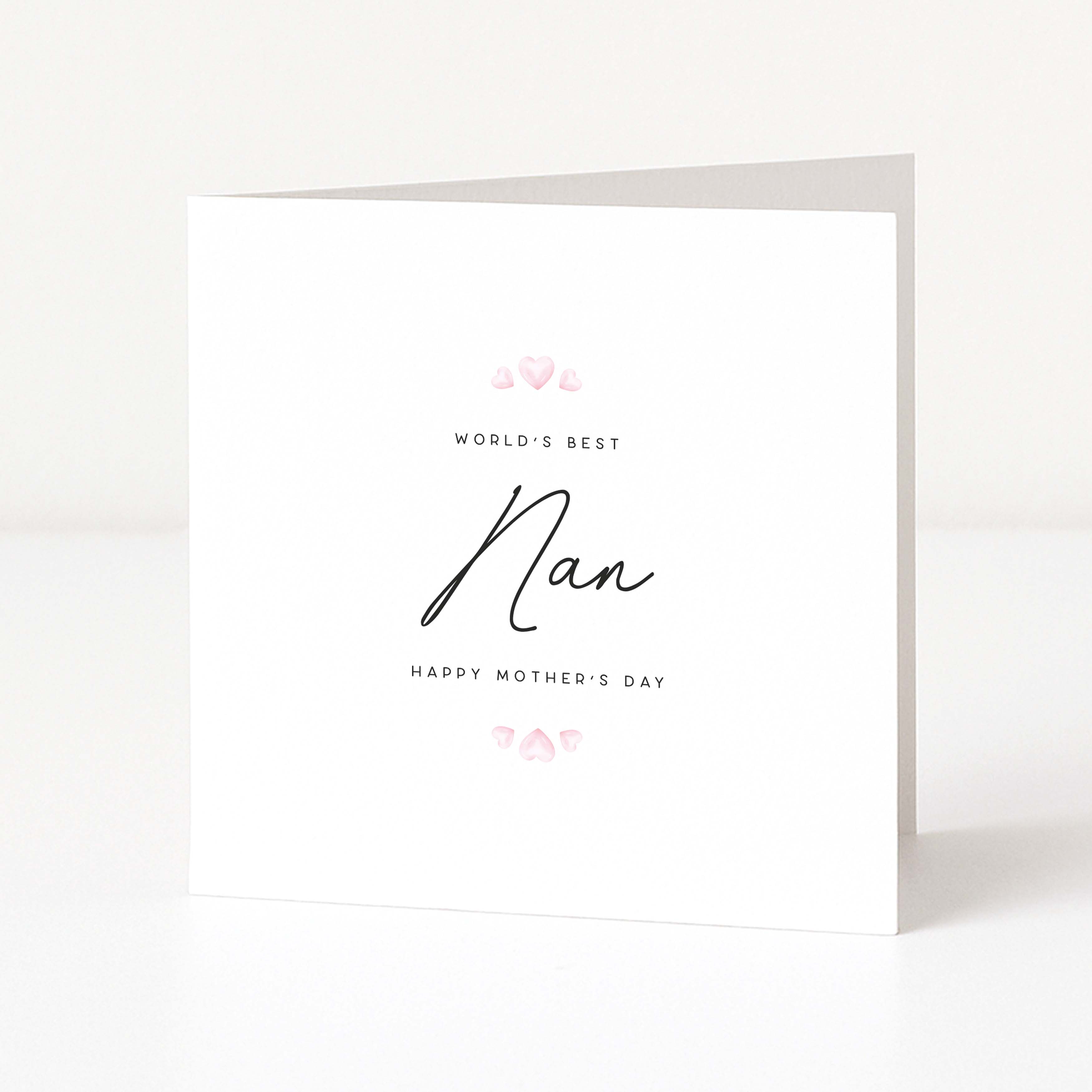 Greeting card with 'World's Best Nan' text on a white background