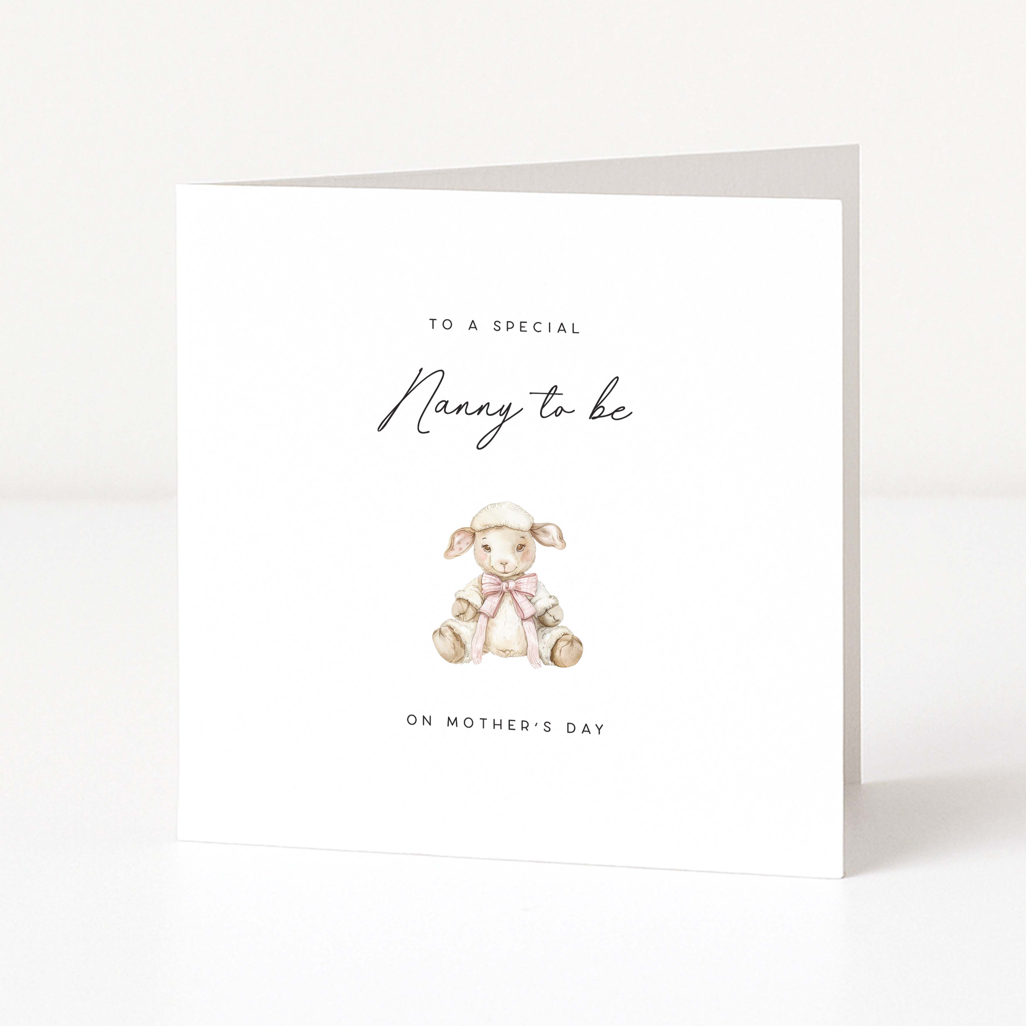 Greeting card for a special nanny on Mother's Day with a lamb illustration.