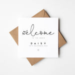 Personalised new baby card with space for babys name and date of birth