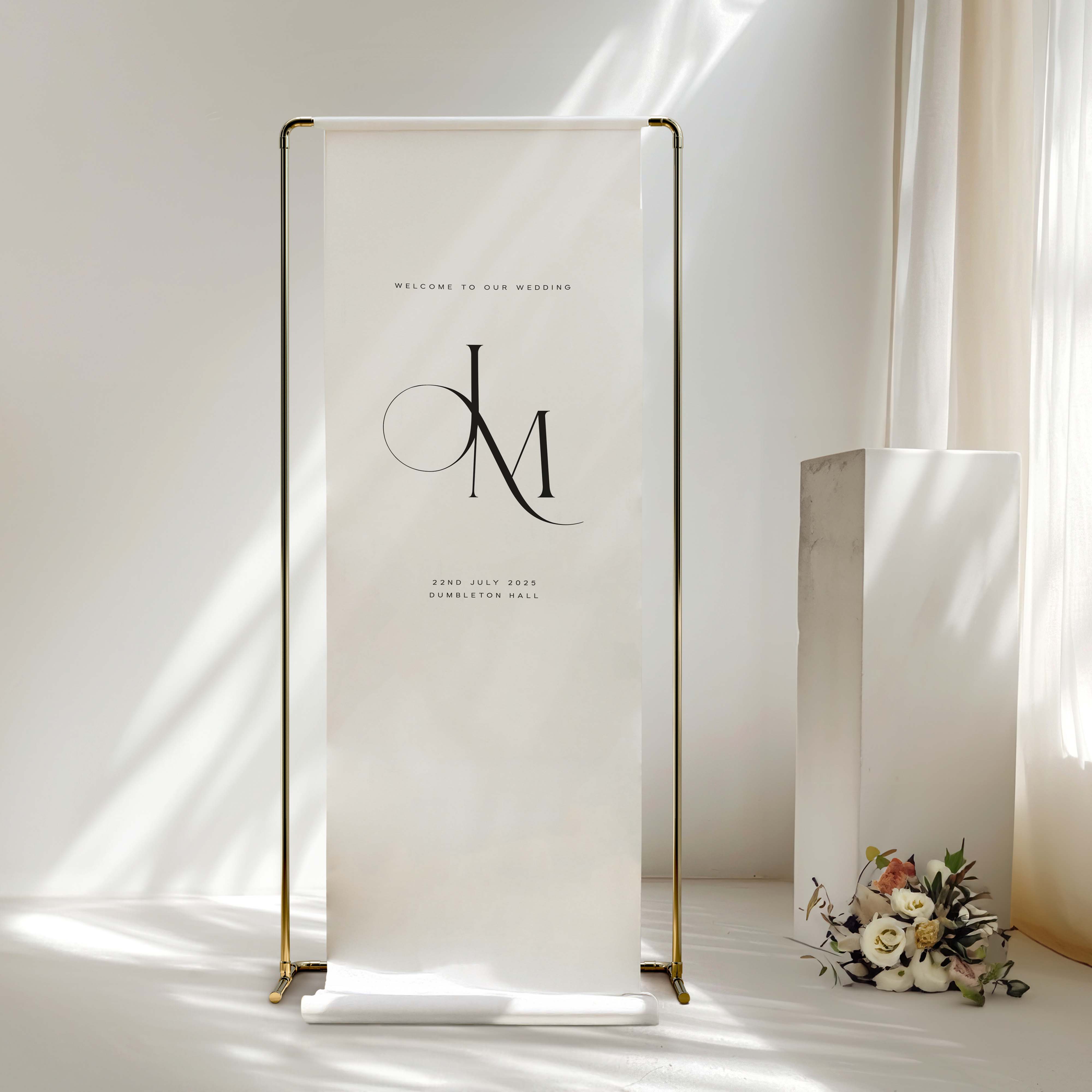 Modern Monogram Fabric Wedding Welcome Sign - Newbury Collection, Elle Bee Design