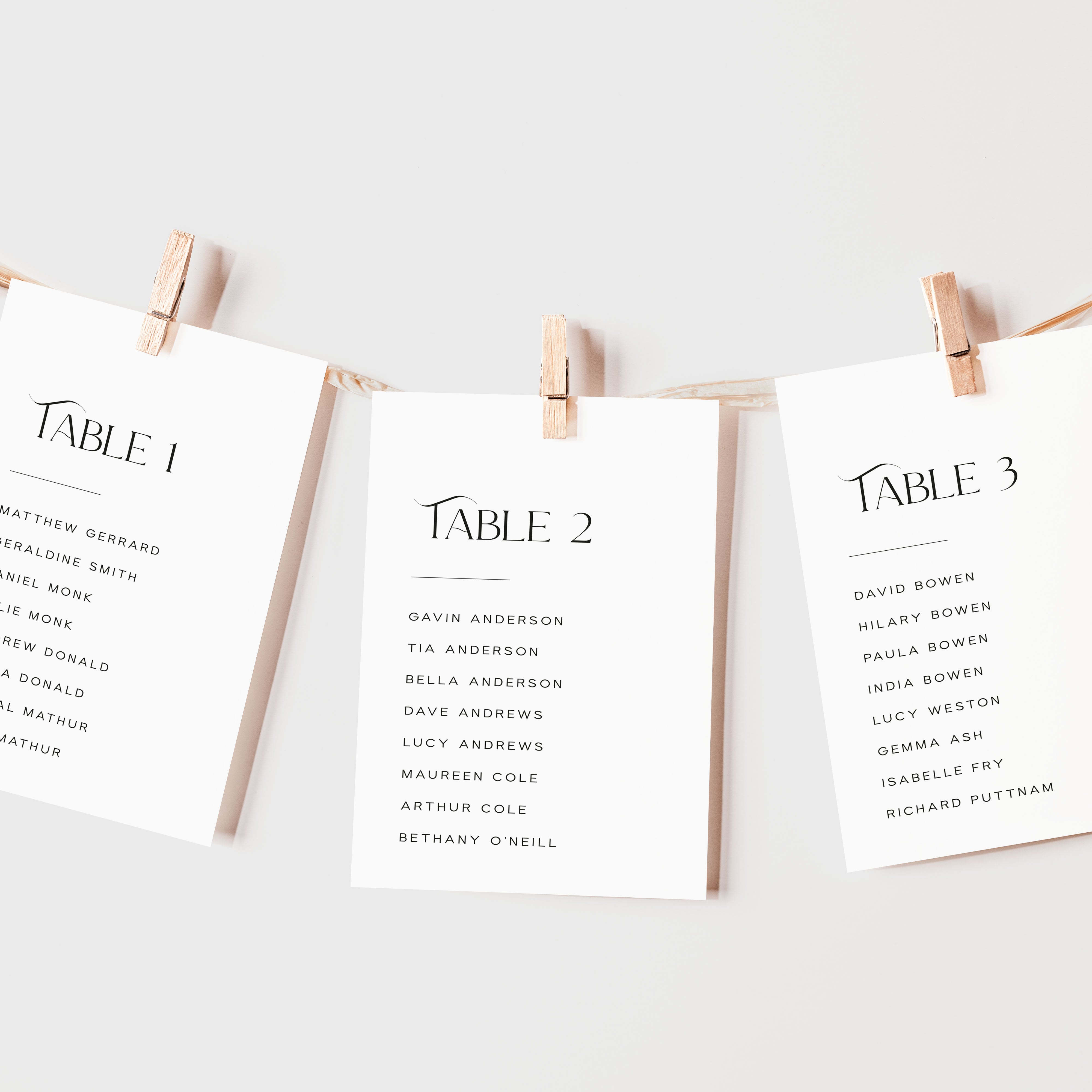 Modern Wedding Seating Plan Cards - Newbury Collection, Elle Bee Design