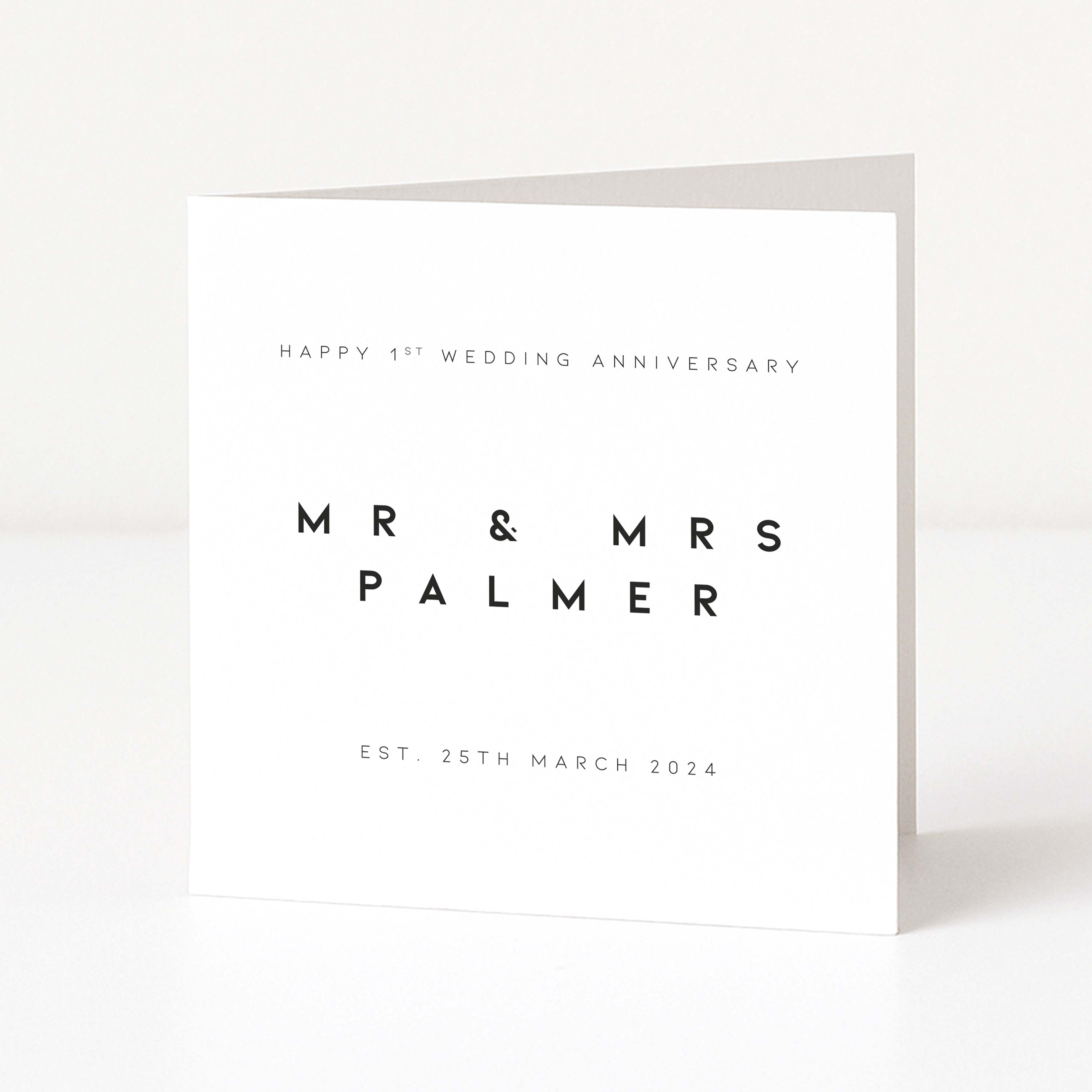 Personalised first anniversary with couple married name and wedding date