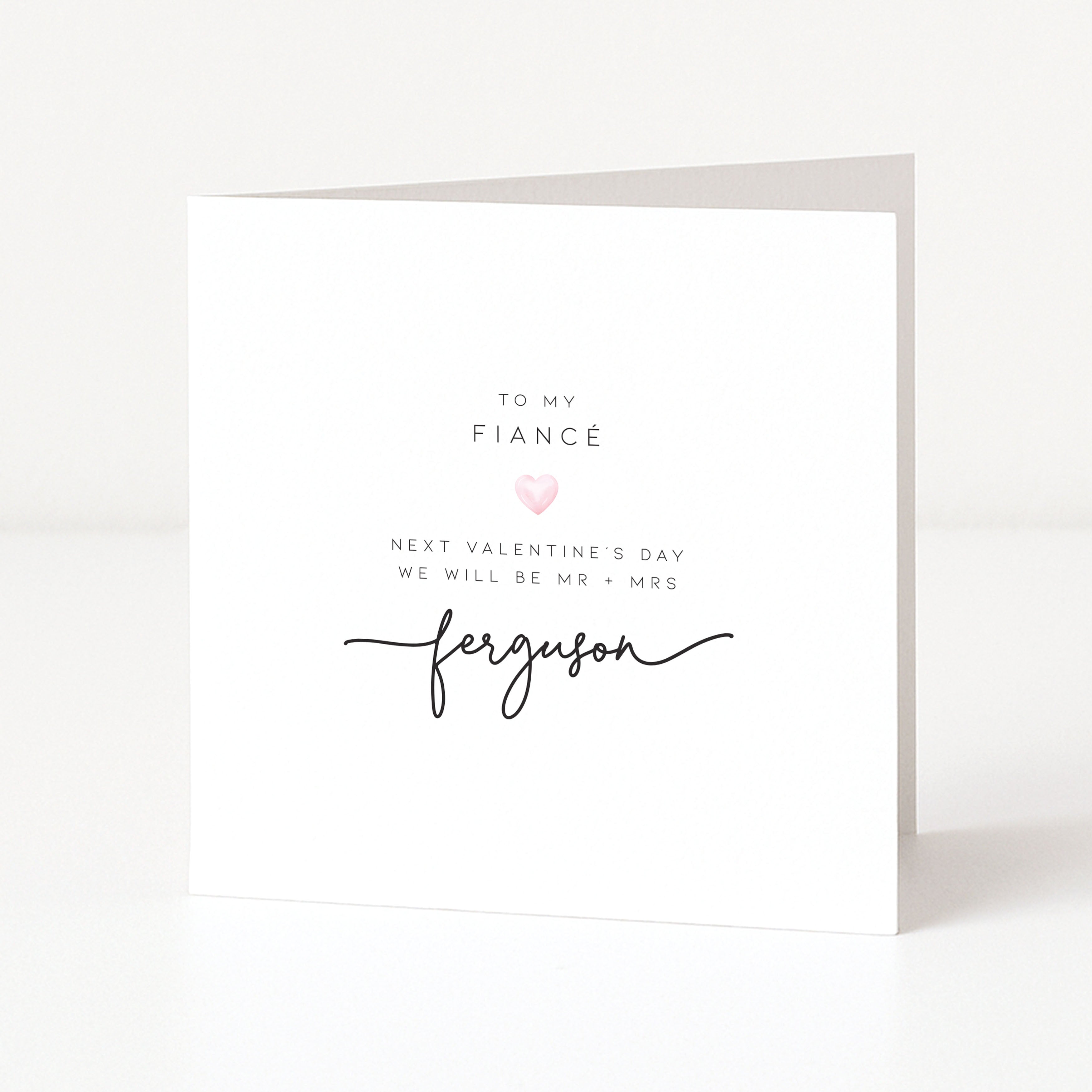 Greeting card for a fiancé on Valentine's Day with personalized name 'Ferguson'.