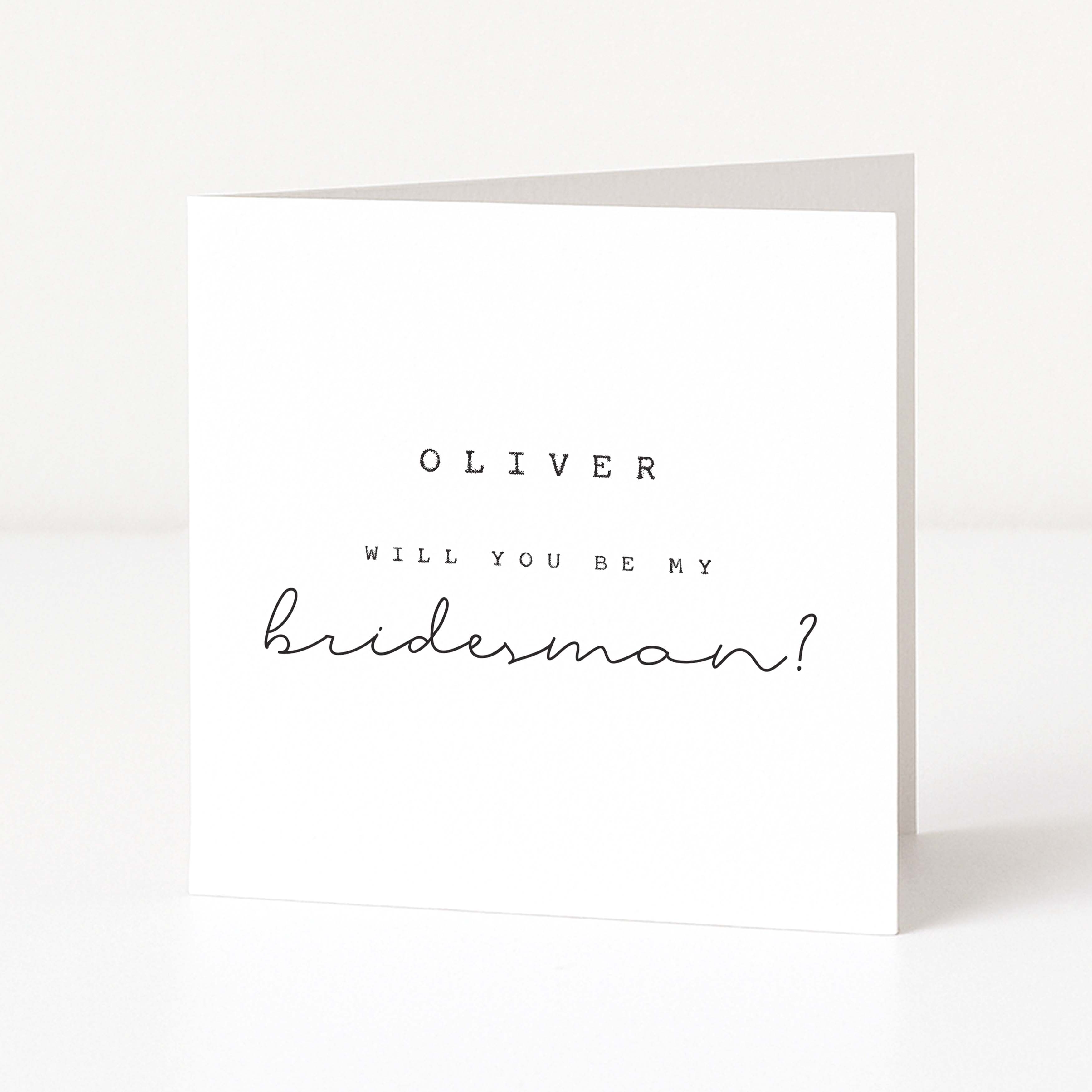 bridesman card with white background on white card