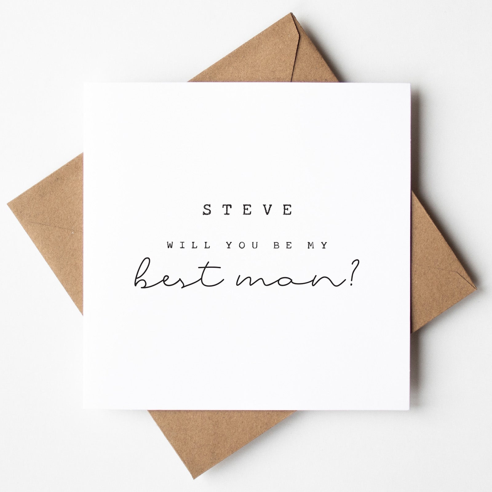 Card with 'Will you be my best man?' text on a white background