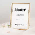 Retro themed blankets sign for wedding reception