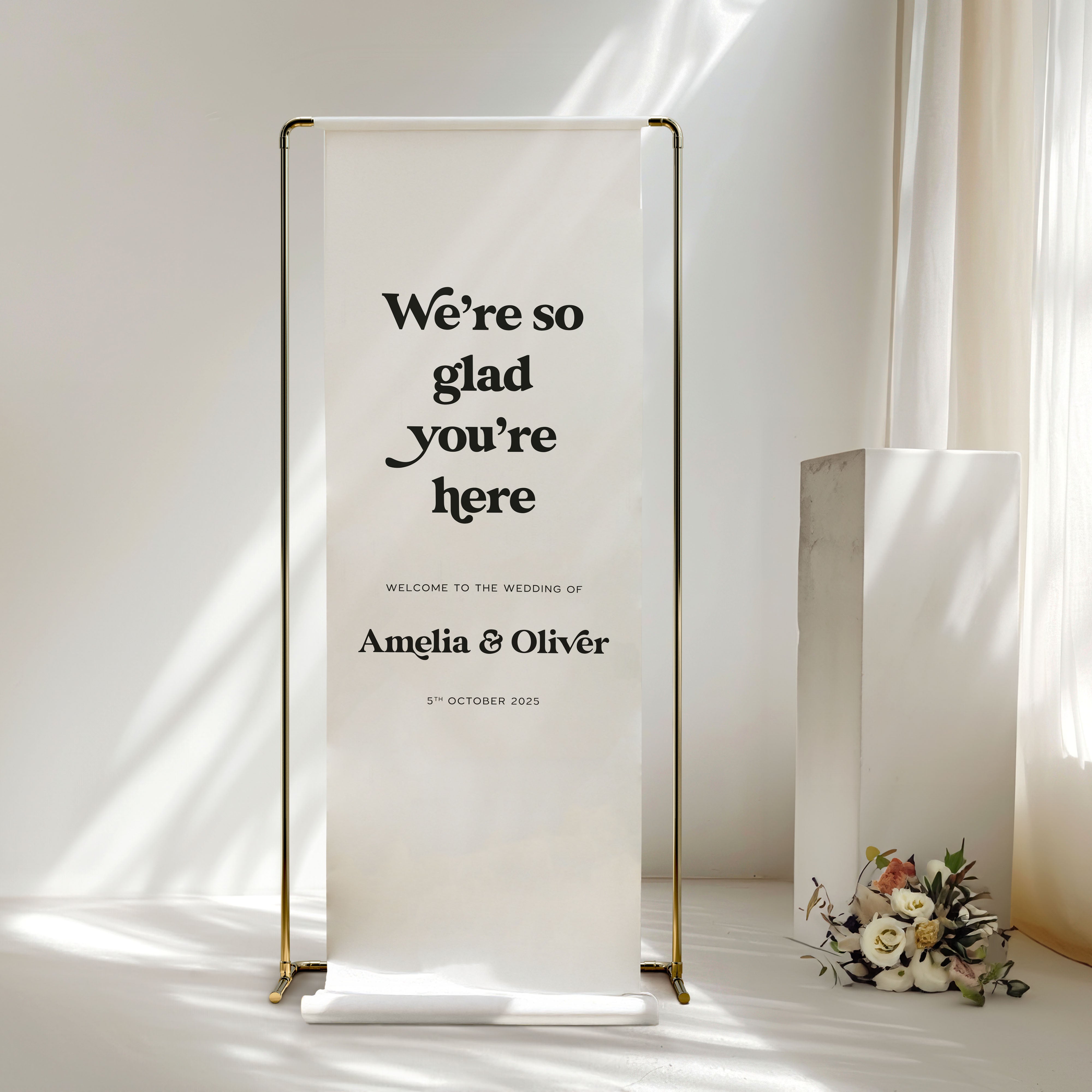 Retro Wedding Welcome Sign in Fabric - Soho Collection, Elle Bee design