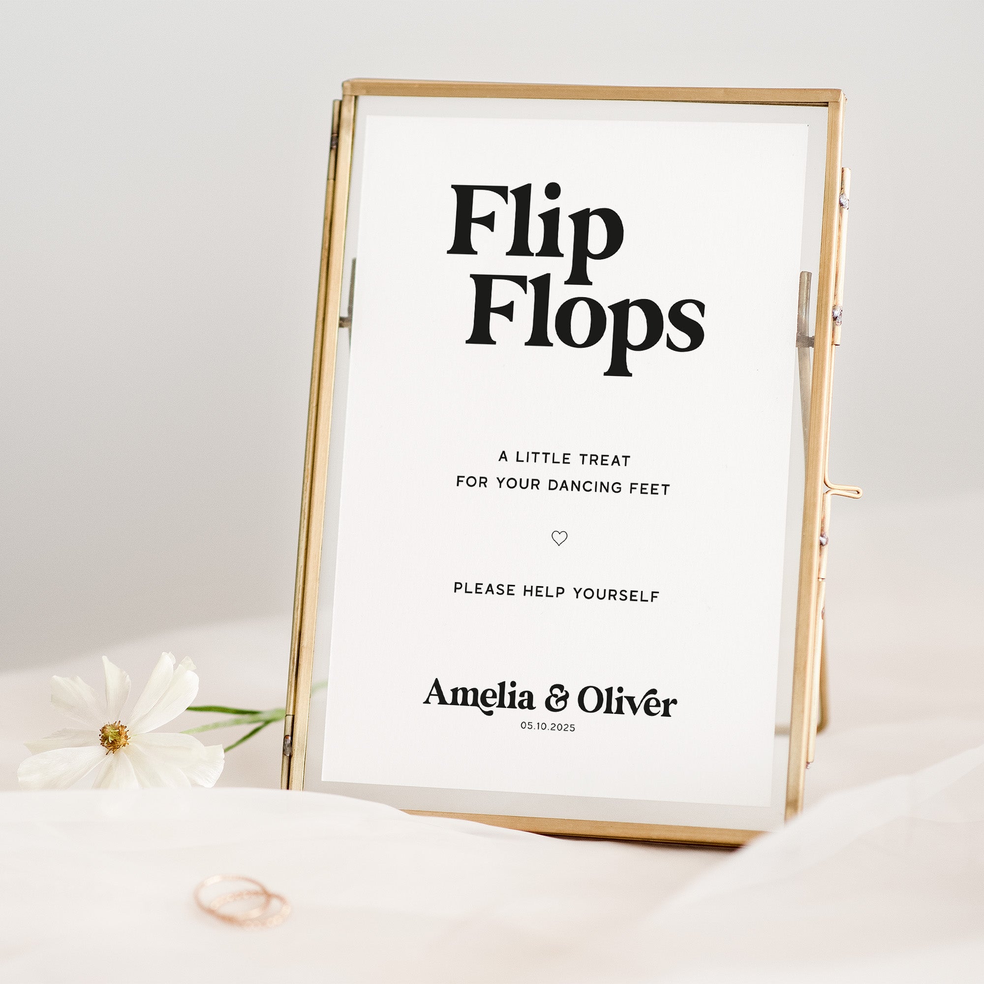 Retro themed flip flops sign for wedding