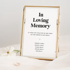 Framed memorial print with 'In Loving Memory' text on a white background