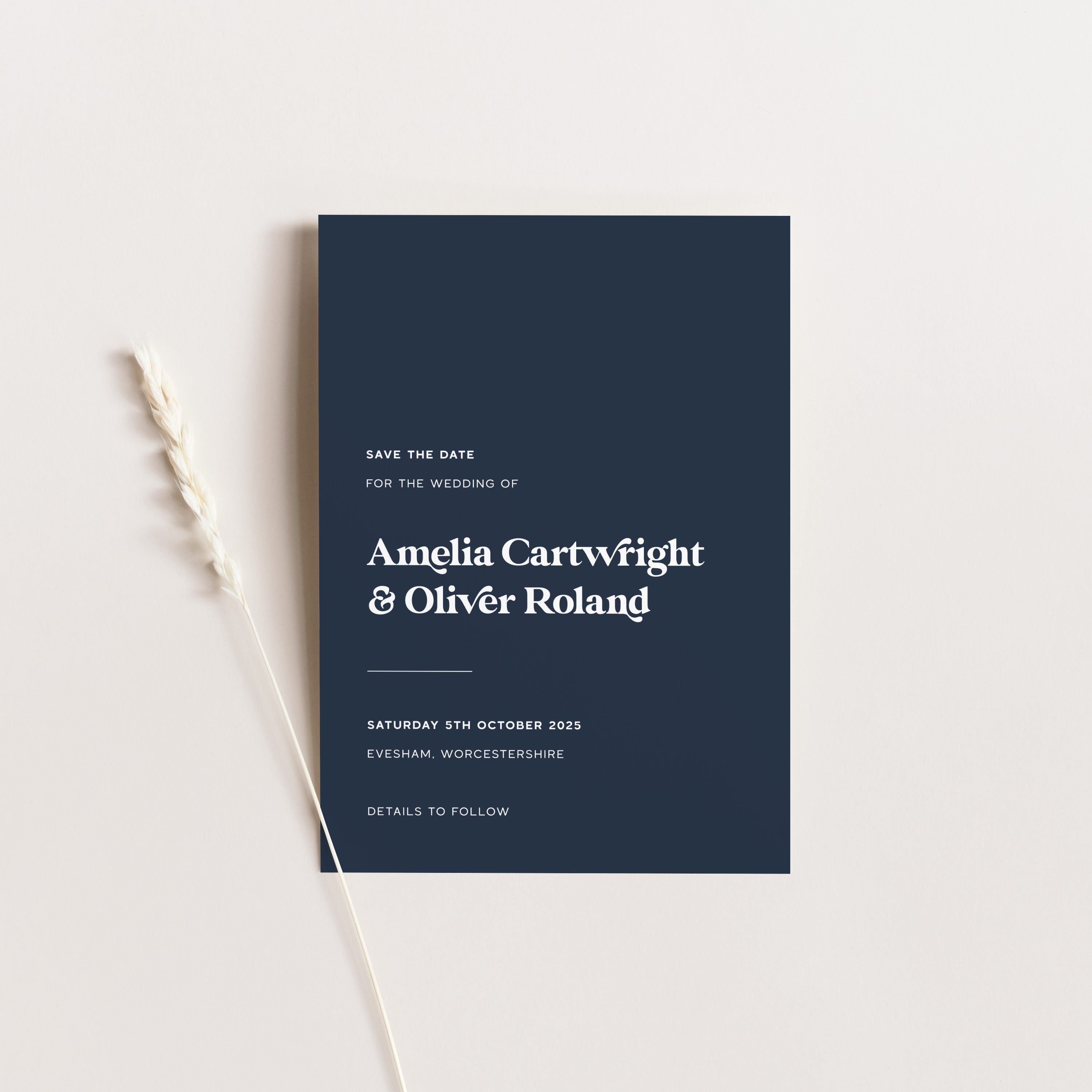 Modern Retro Save the Date Card in Navy Blue - Soho Collection, Elle Bee Design