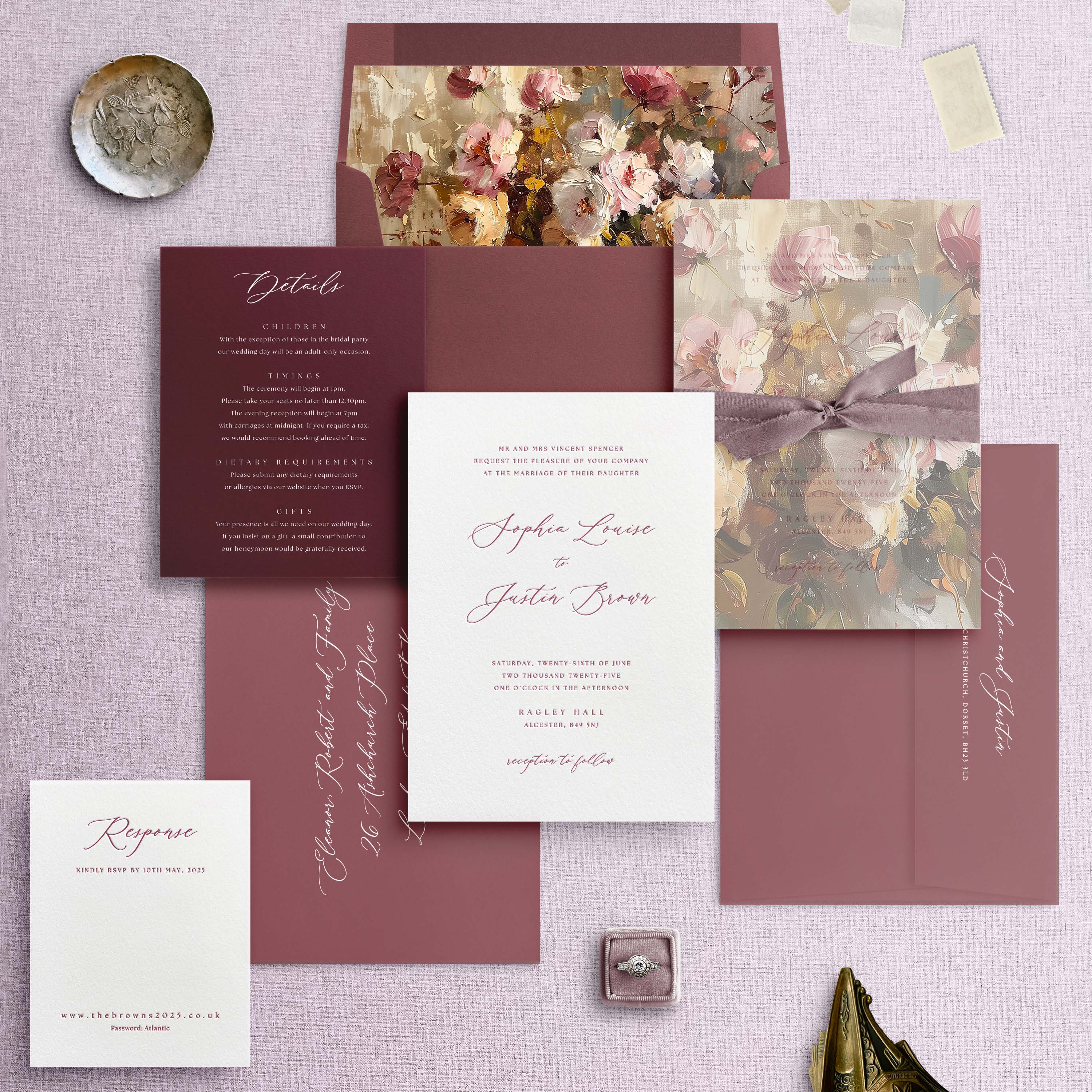 Contemporary Letterpress Wedding Invitation Suite