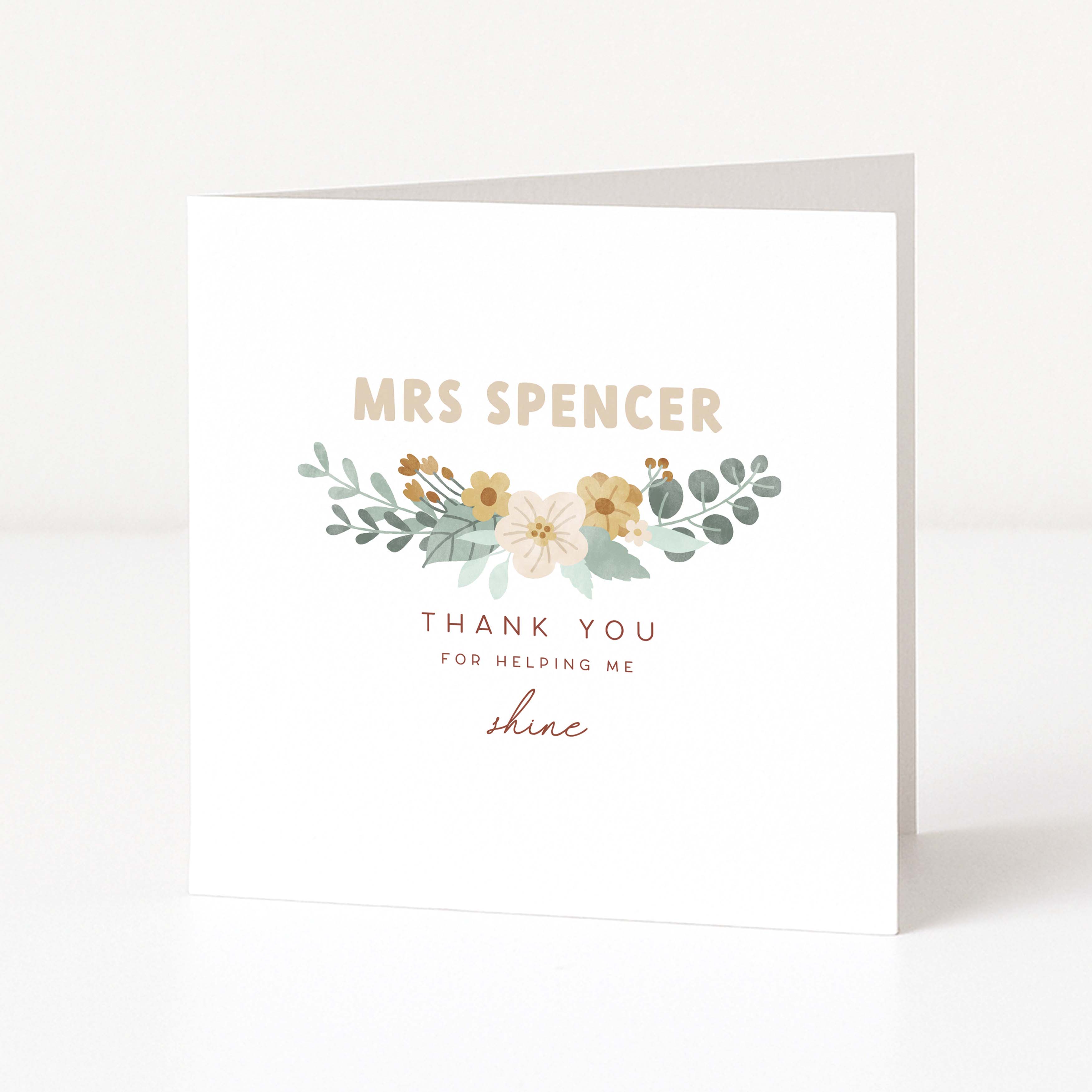 Greeting card with floral design and text on a white background
