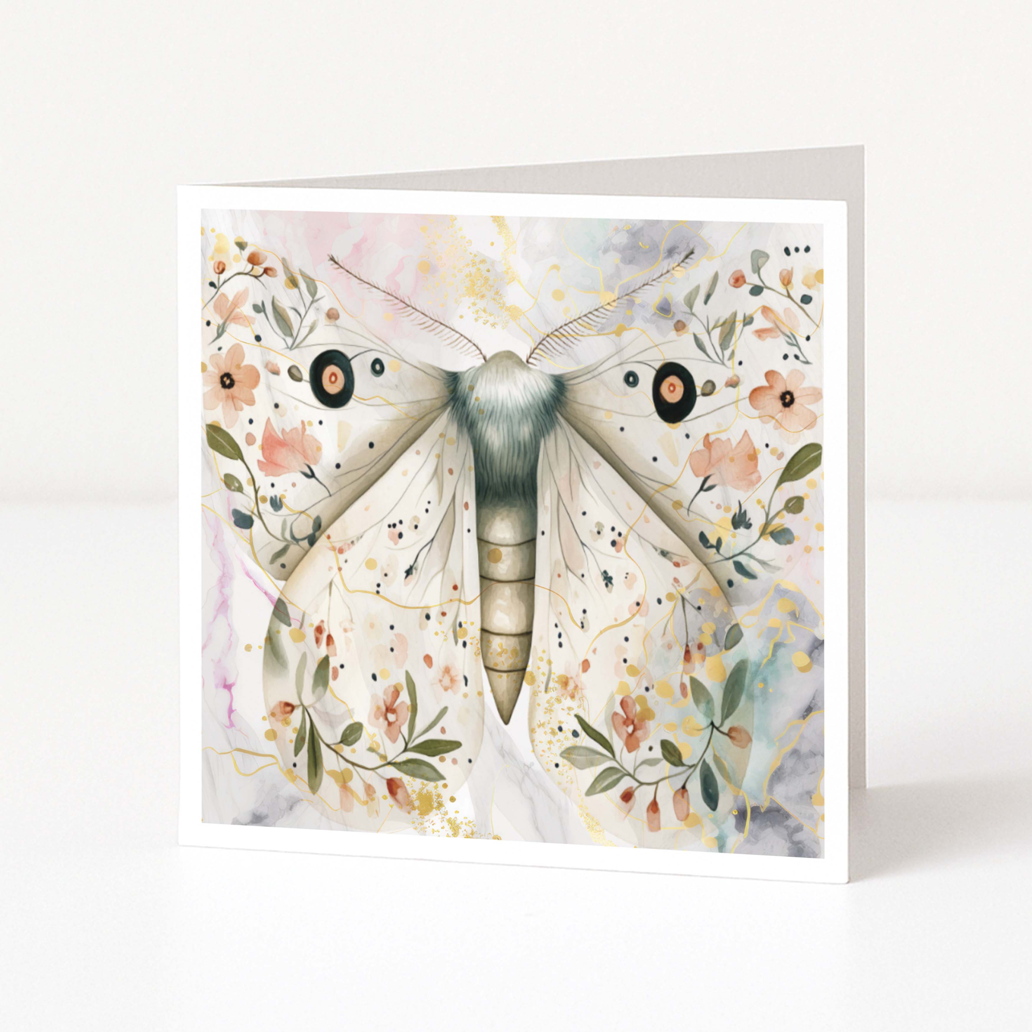 Greeting card with a butterfly illustration on a white background