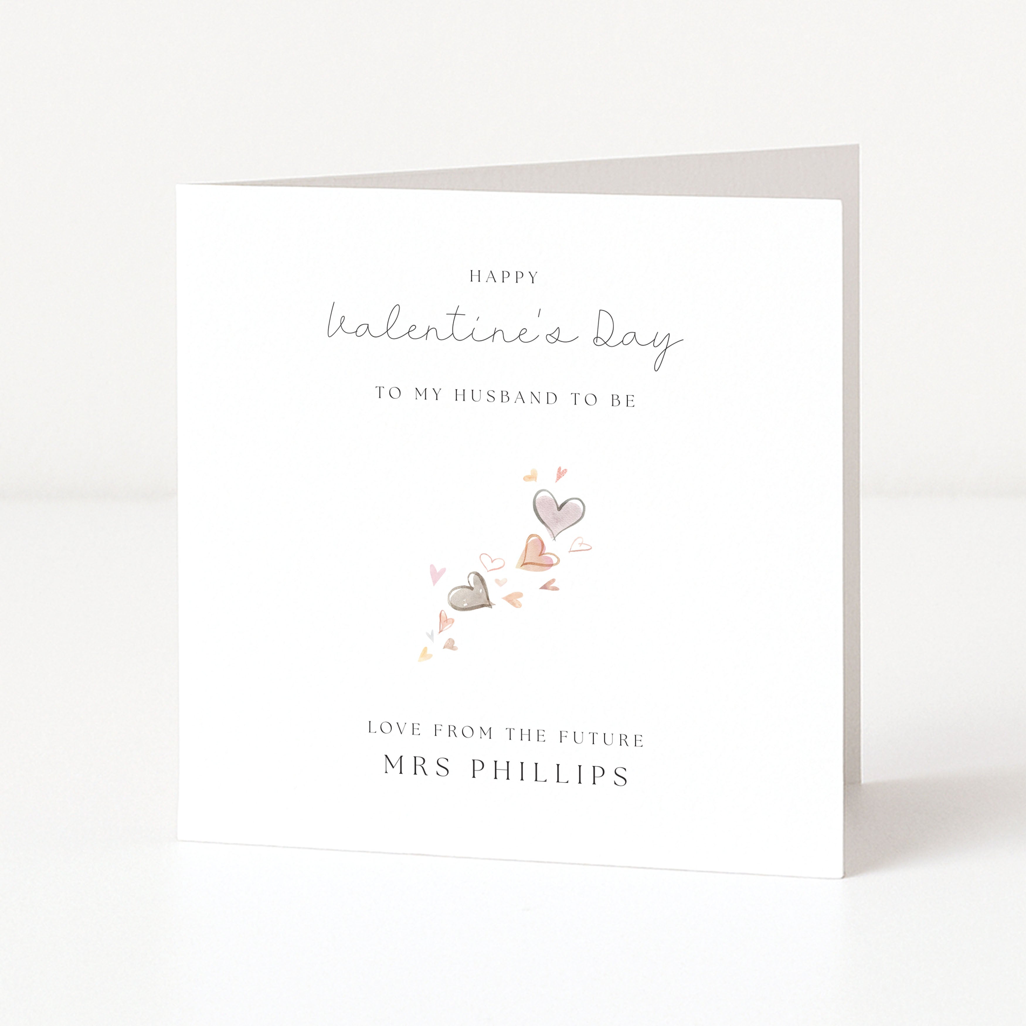 Valentine's Day card for a future husband-to-be with heart designs on a white background