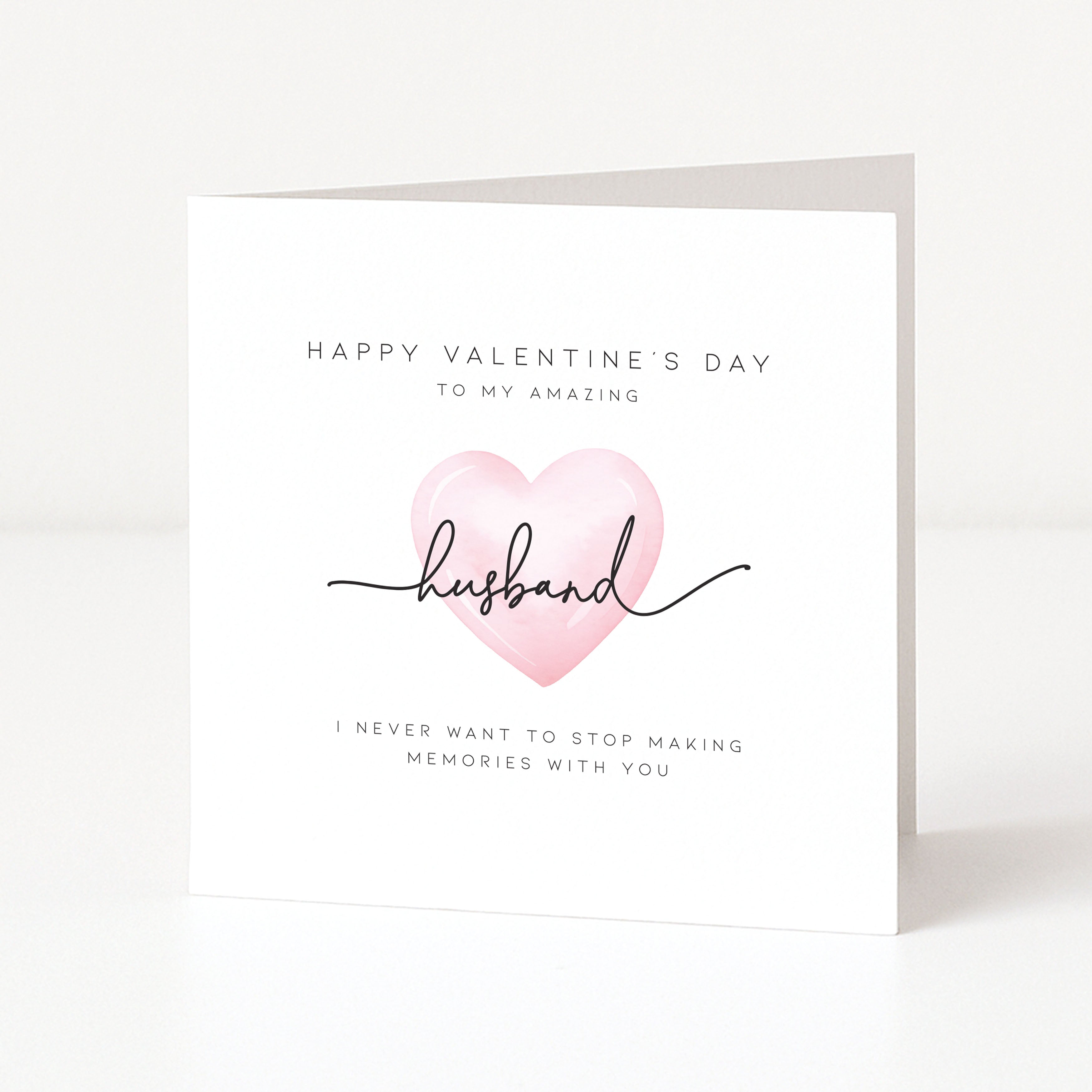 Valentine's Day card for an amazing husband with a pink heart and heartfelt message.