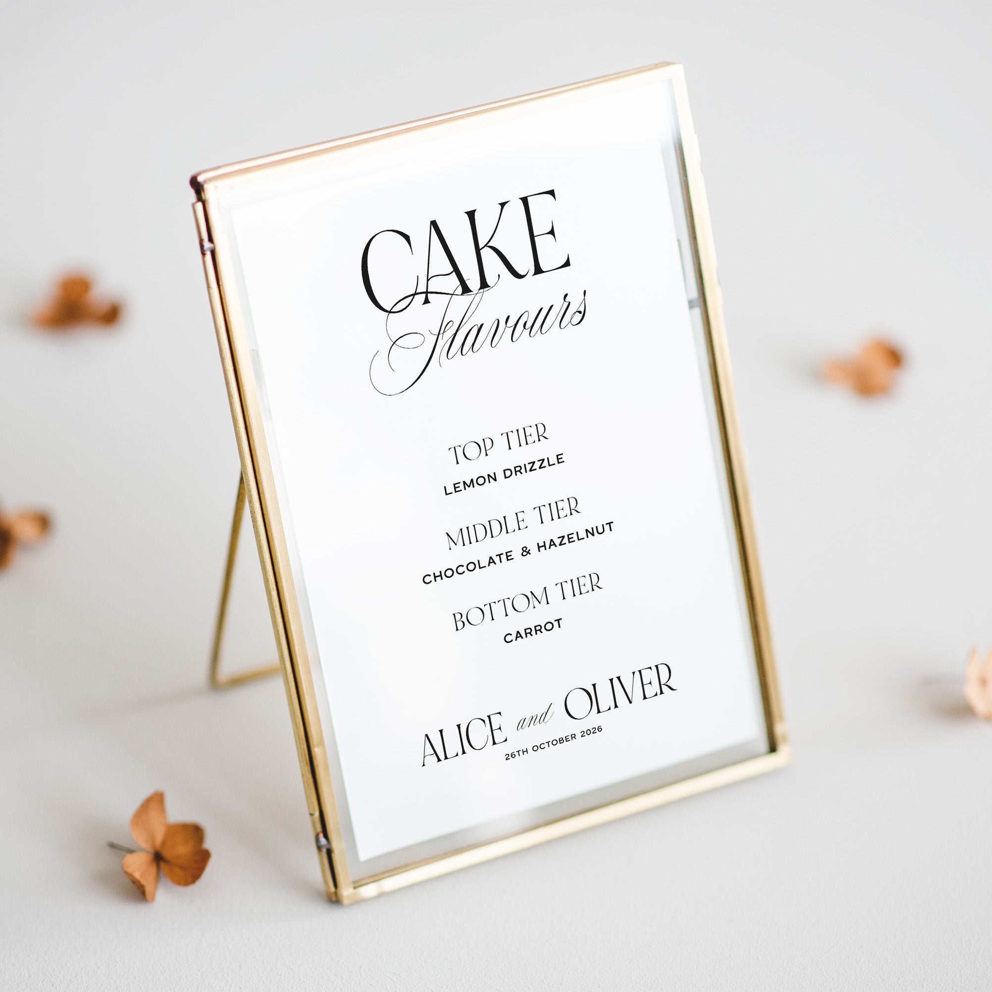 Wedding Cake Flavours Sign for Reception
