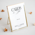 Wedding card and gift sign with 'Cards & Gifts' text on a white background