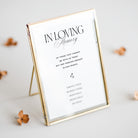 Memorial plaque with 'In Loving Memory' text on a white background