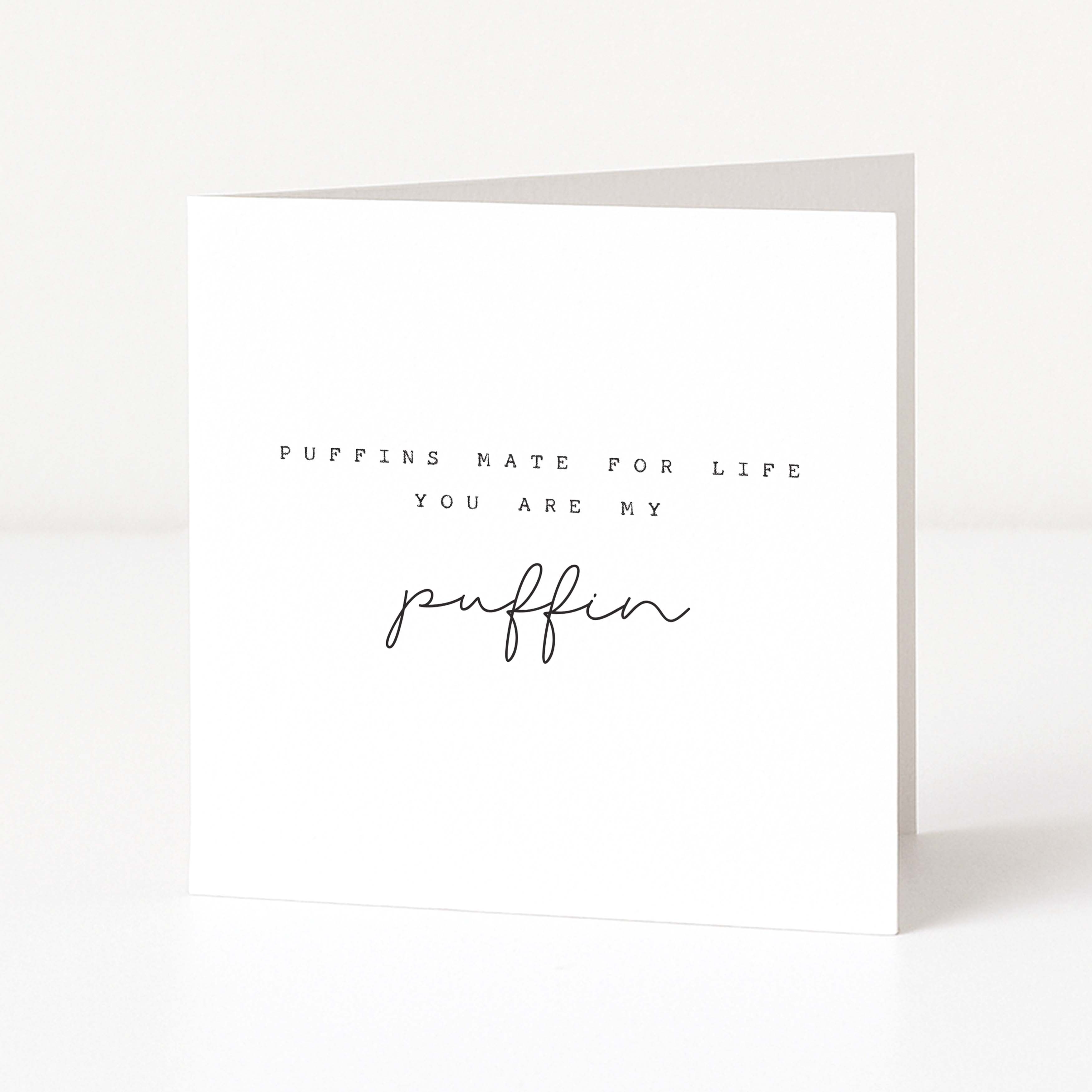 Greeting card with romantic text on a white background