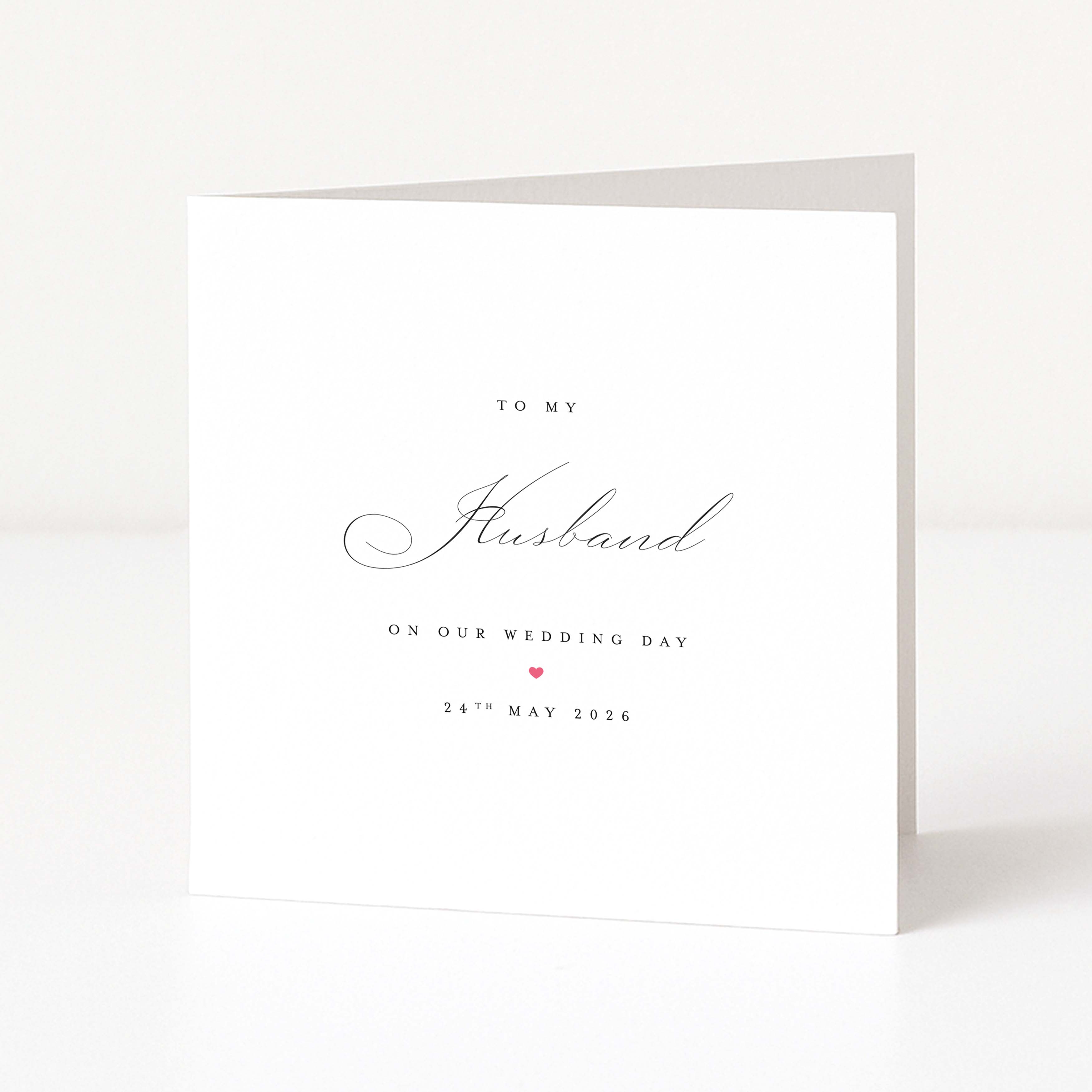 Greeting card for a husband on their wedding day with personalised date