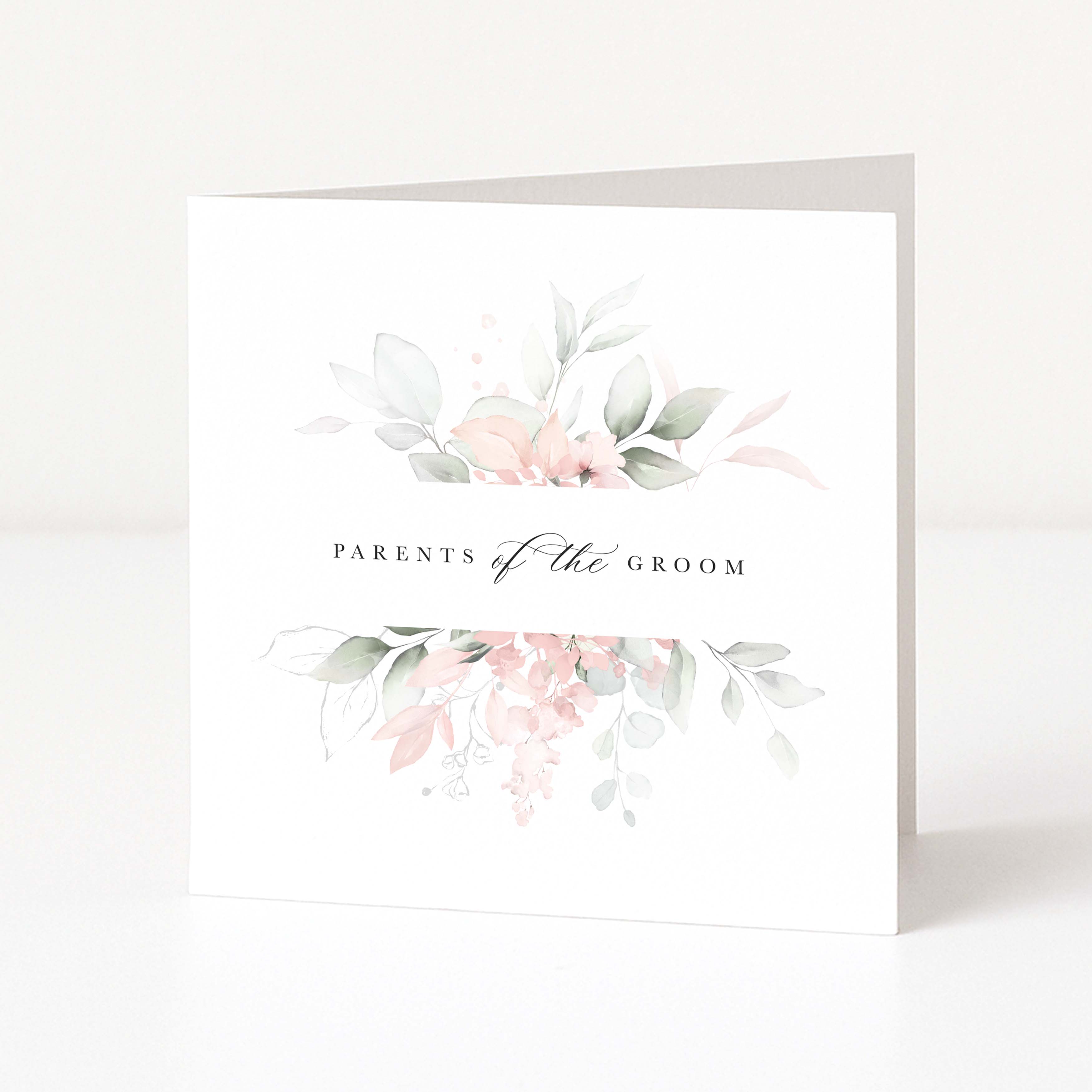 Pink floral greeting card for parents of the groom on wedding day