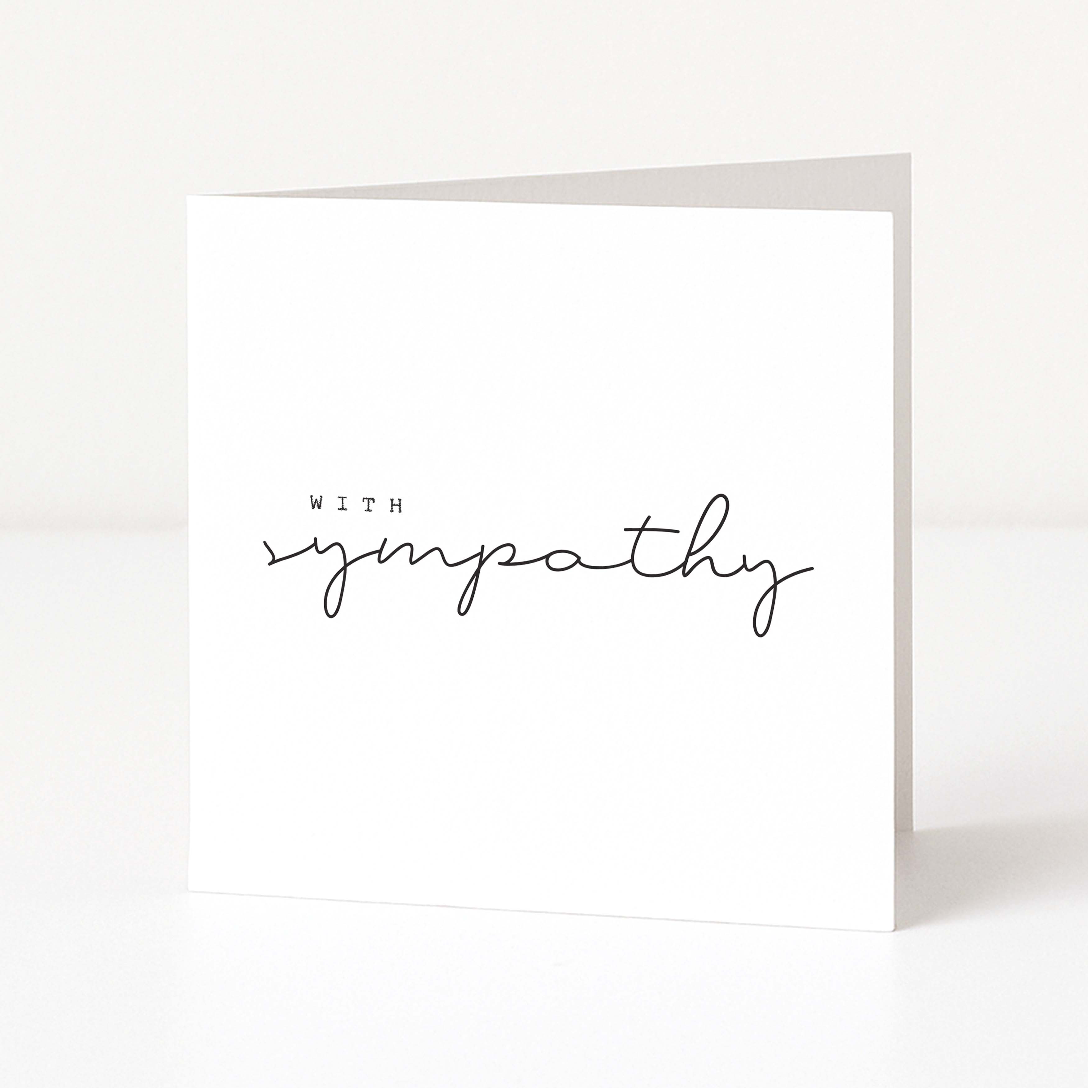 Greeting card with 'With Sympathy' text on a white background
