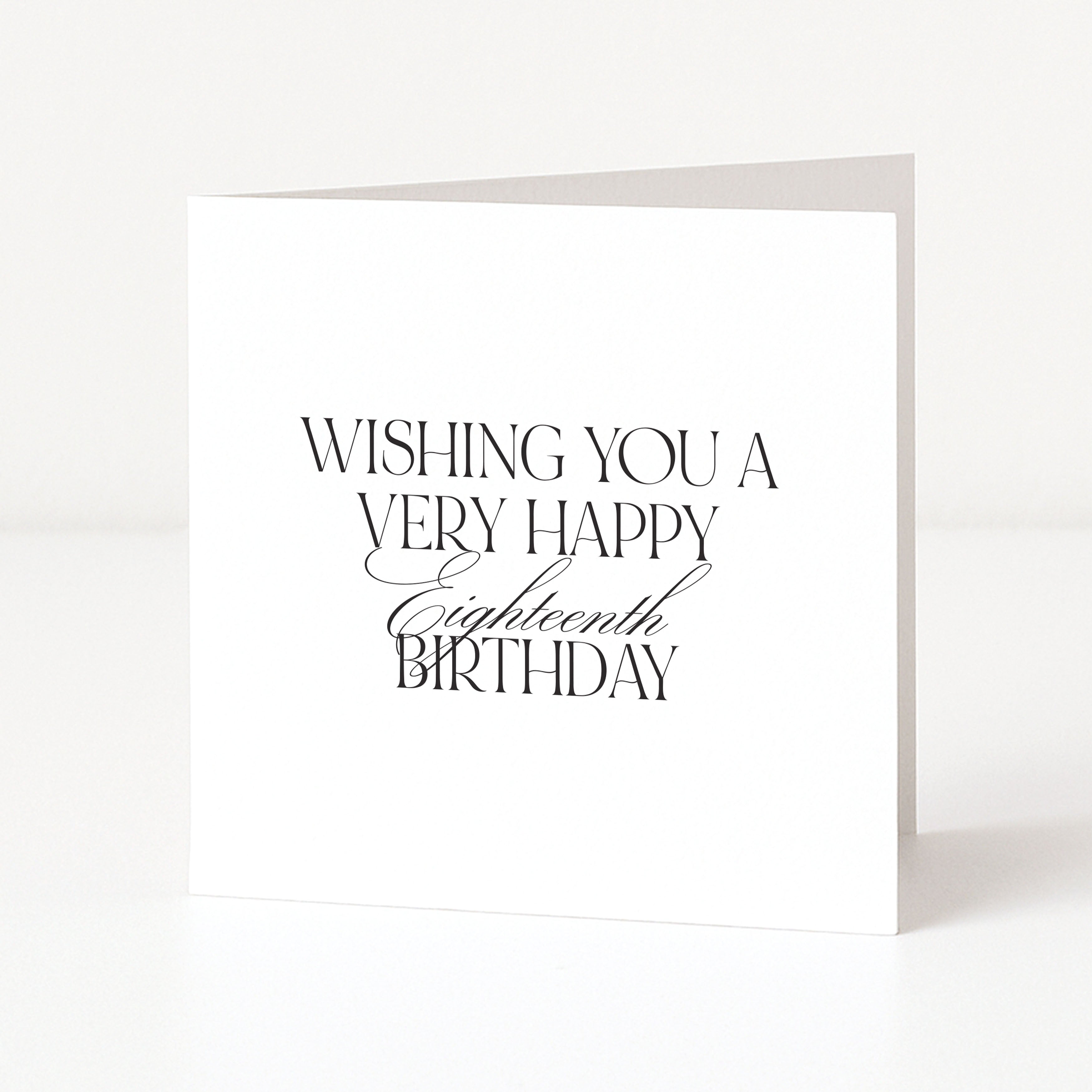 White birthday card with black text on a white background