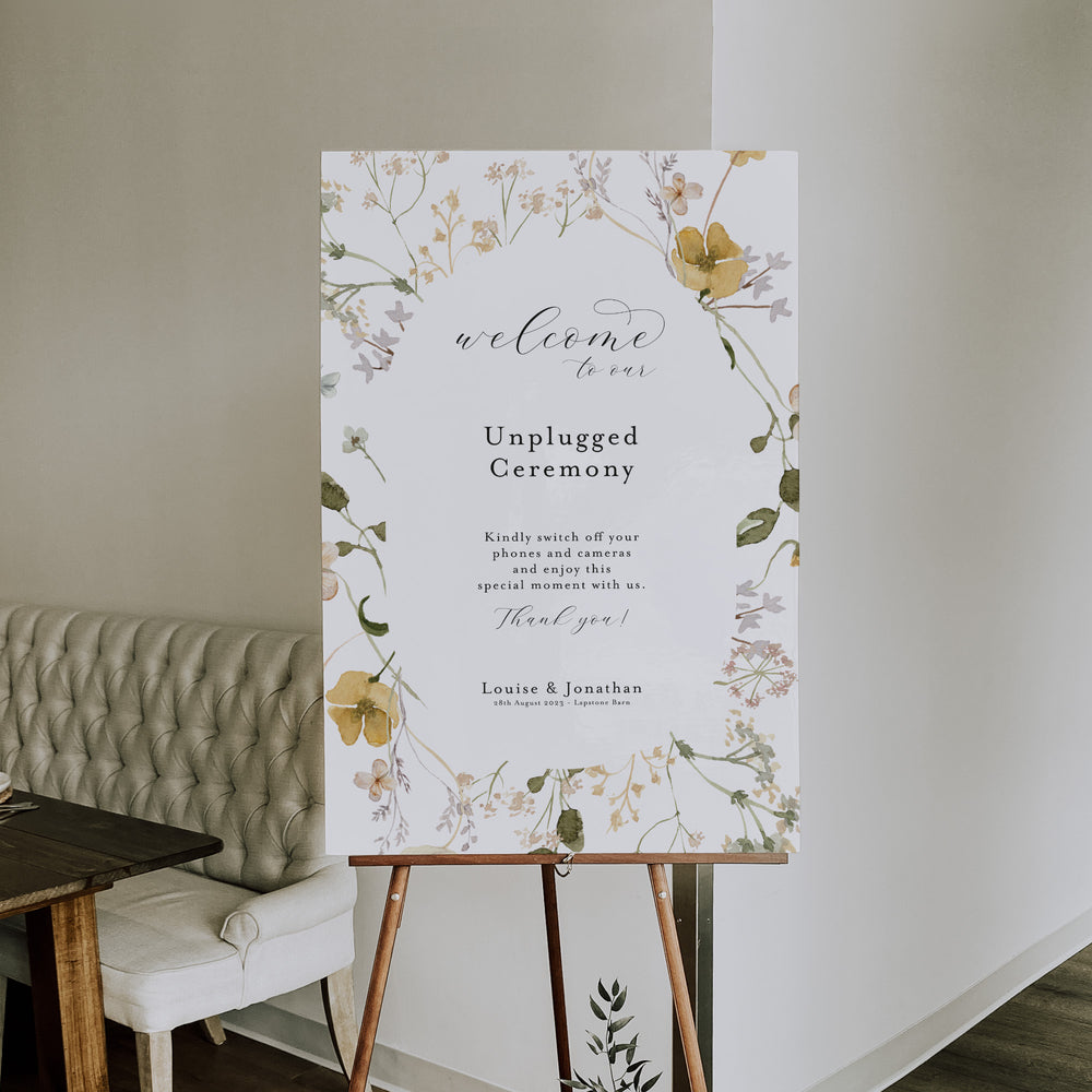 Wildflower Unplugged Ceremony Sign - Charlbury Collection, Elle Bee Design