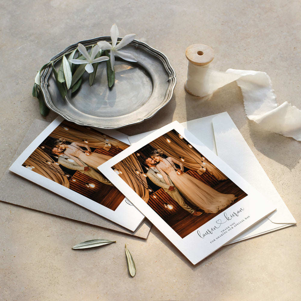 Custom wedding thank you card | photo thank you card | worcestershire wedding supplier