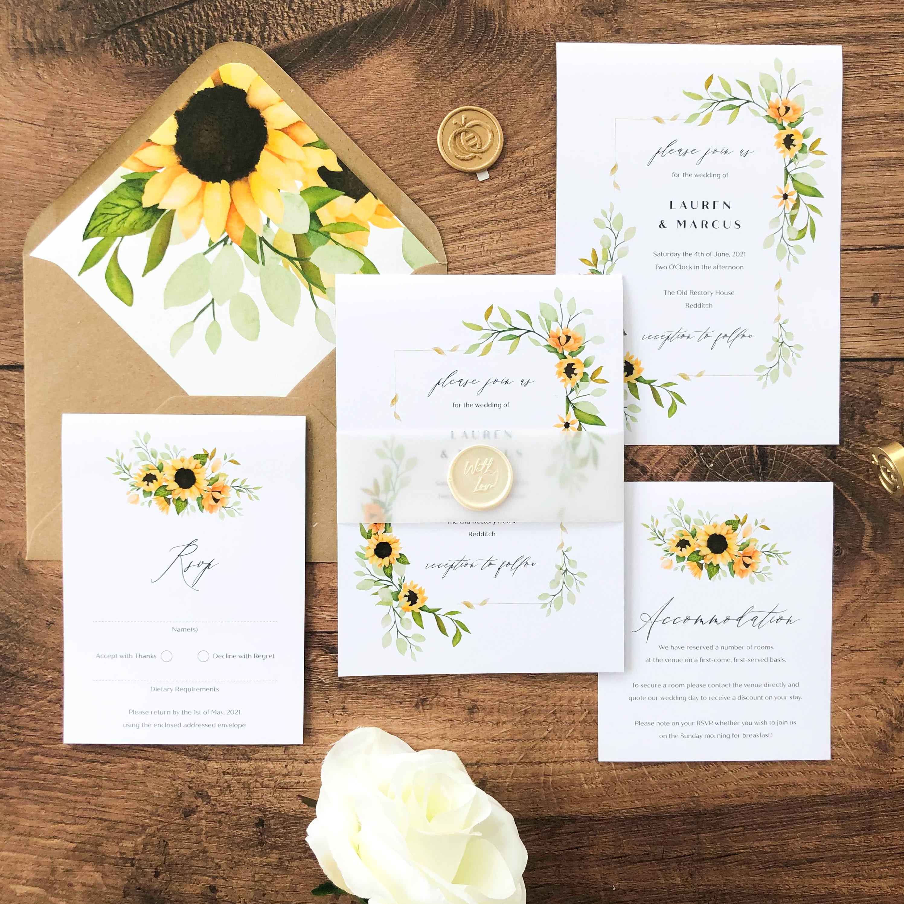 Sunflower Wedding Invitations & Stationery