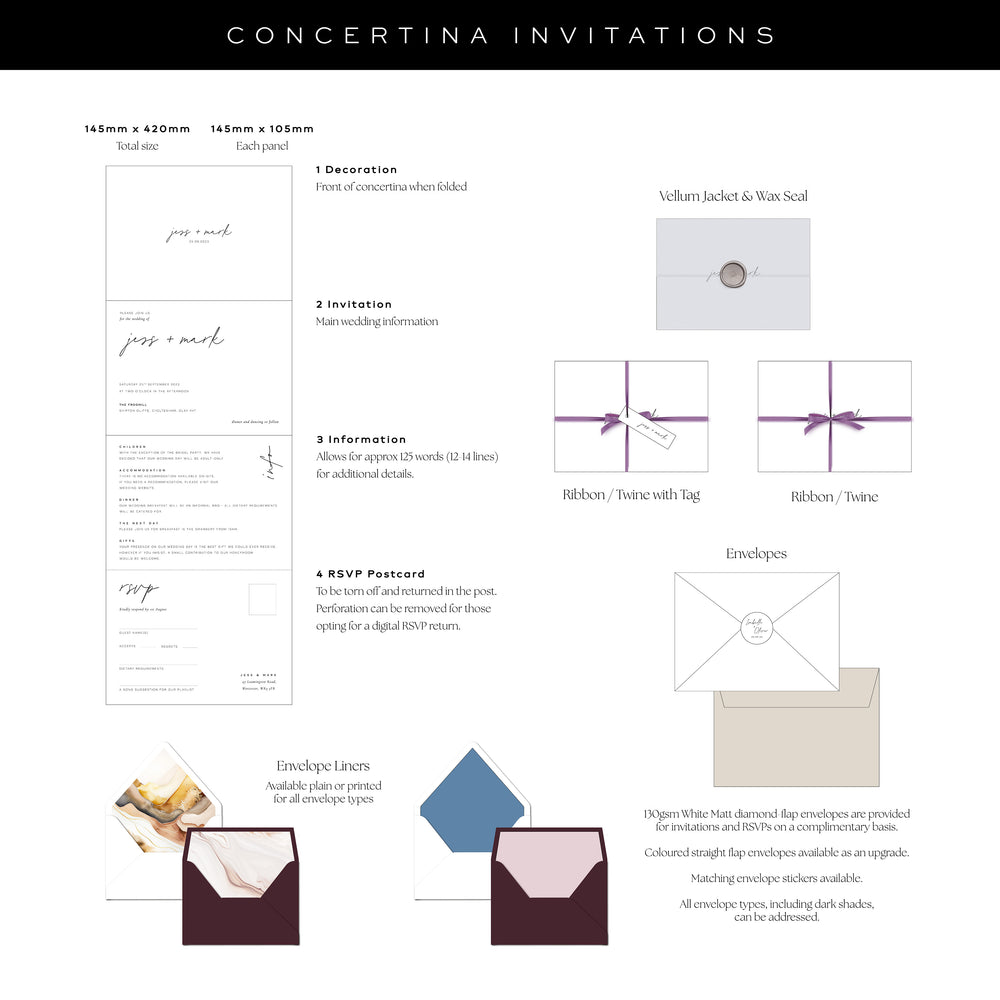 Highbury - Concertina Wedding Invitation