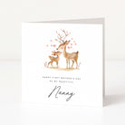 Greeting card with deer illustration and text on a white background