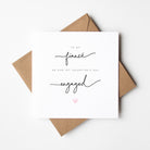 Greeting card for a fiancé on 1st Valentine's Day with a brown envelope.