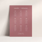 Modern Wedding Seating Plan in Rosebud Pink - Finsbury Collection, Elle Bee Design