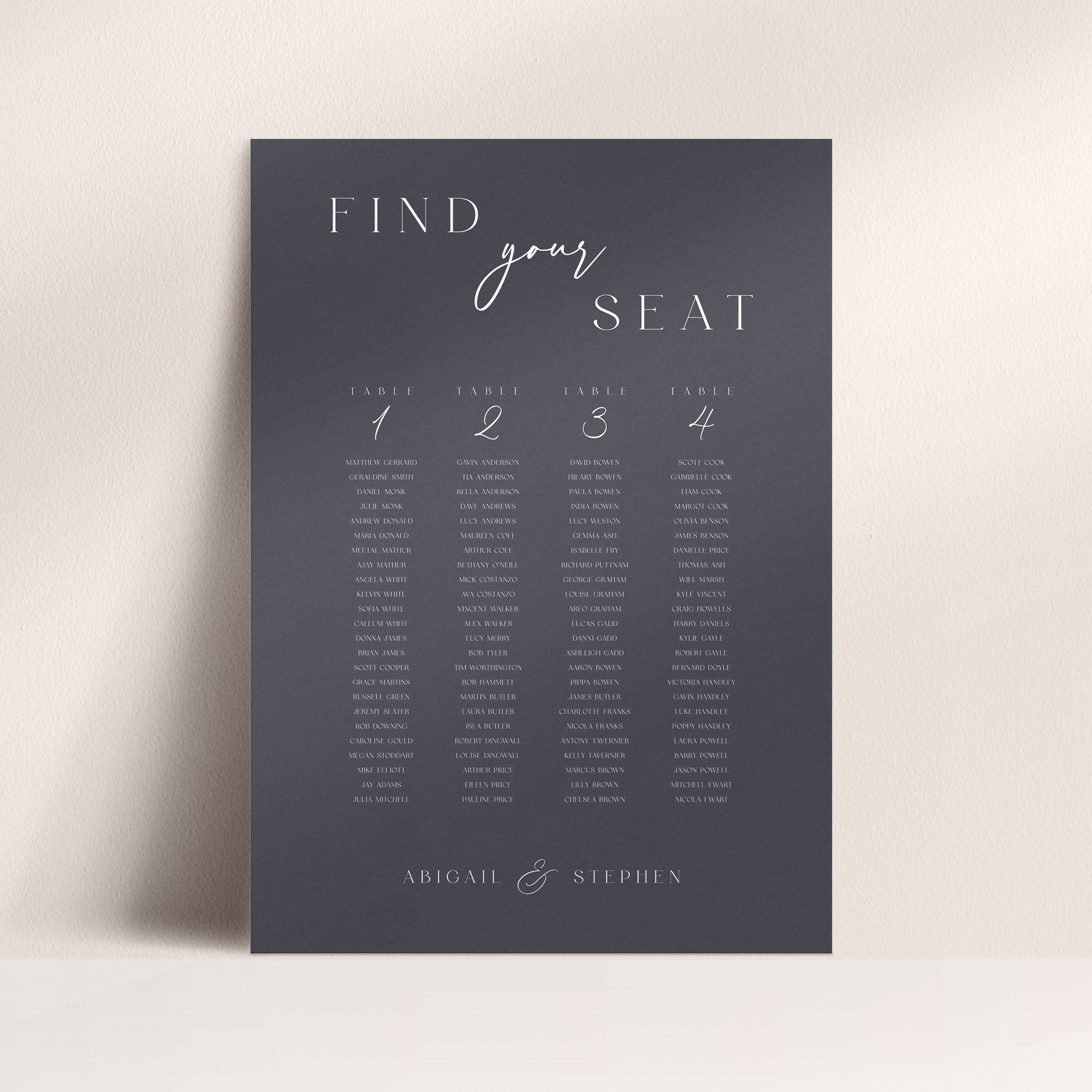 Simple Elegant Wedding Seating Plan in Blackberry Purple - Highbury Collection, Elle Bee Design
