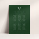 Modern Stag Head Wedding Seating Plan in Forest Green - Highgate Collection, Elle Bee Design