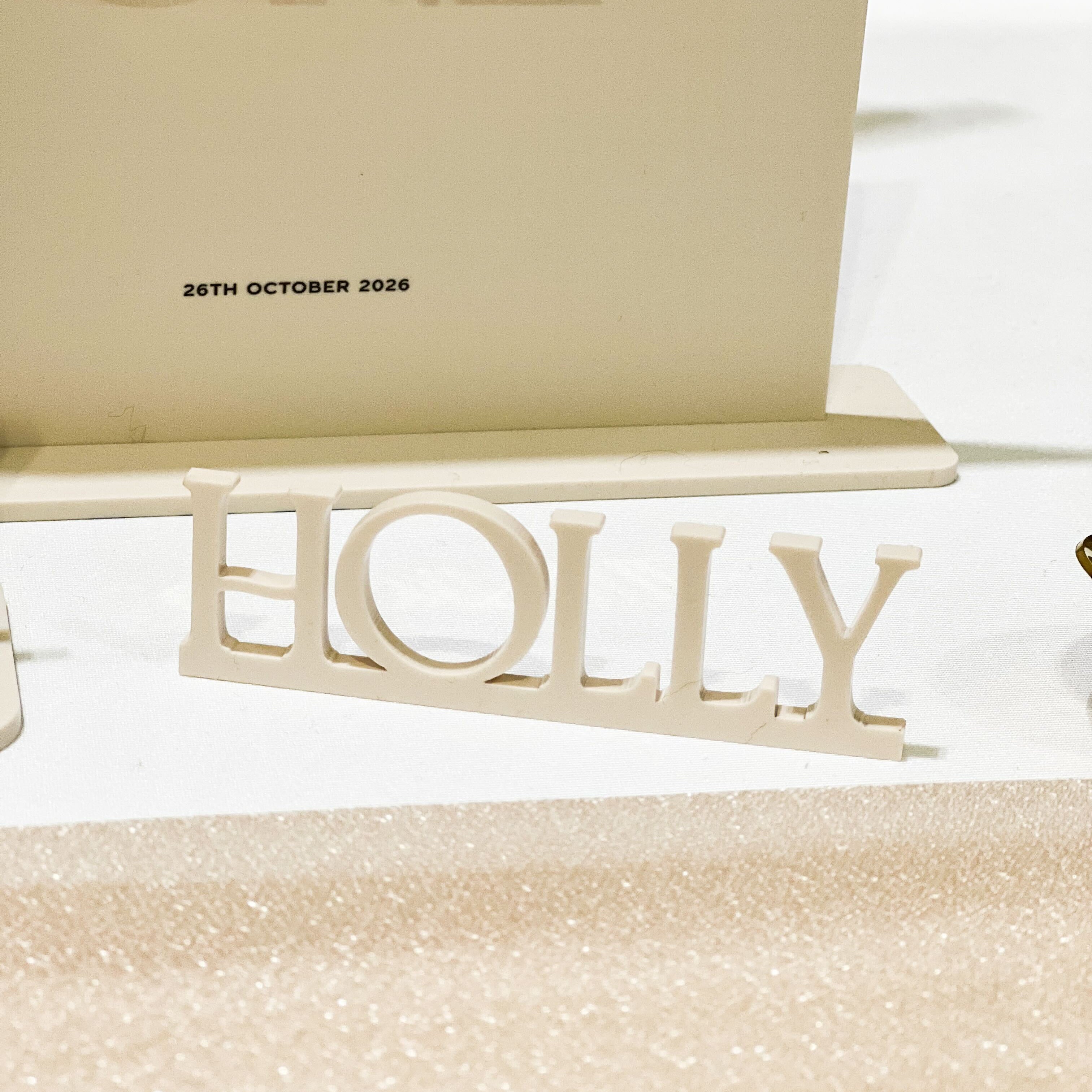 3d acrylic place card in champagne acrylic