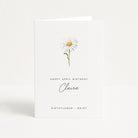 Greeting card with a daisy illustration and text on a white background