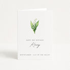 Greeting card with lily of the valley design and text on a white background