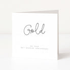 Greeting card with 'Gold on Your 50th Wedding Anniversary' text on a white background