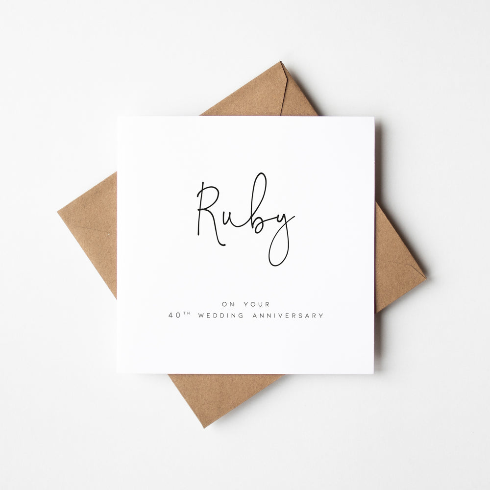 Modern Ruby 40th Wedding Anniversary Card
