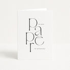 White card with black text 'p a p e r on your paper 1st anniversary' on a white background
