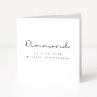 Greeting card with 'Diamond on your 60th wedding anniversary' text on a white background