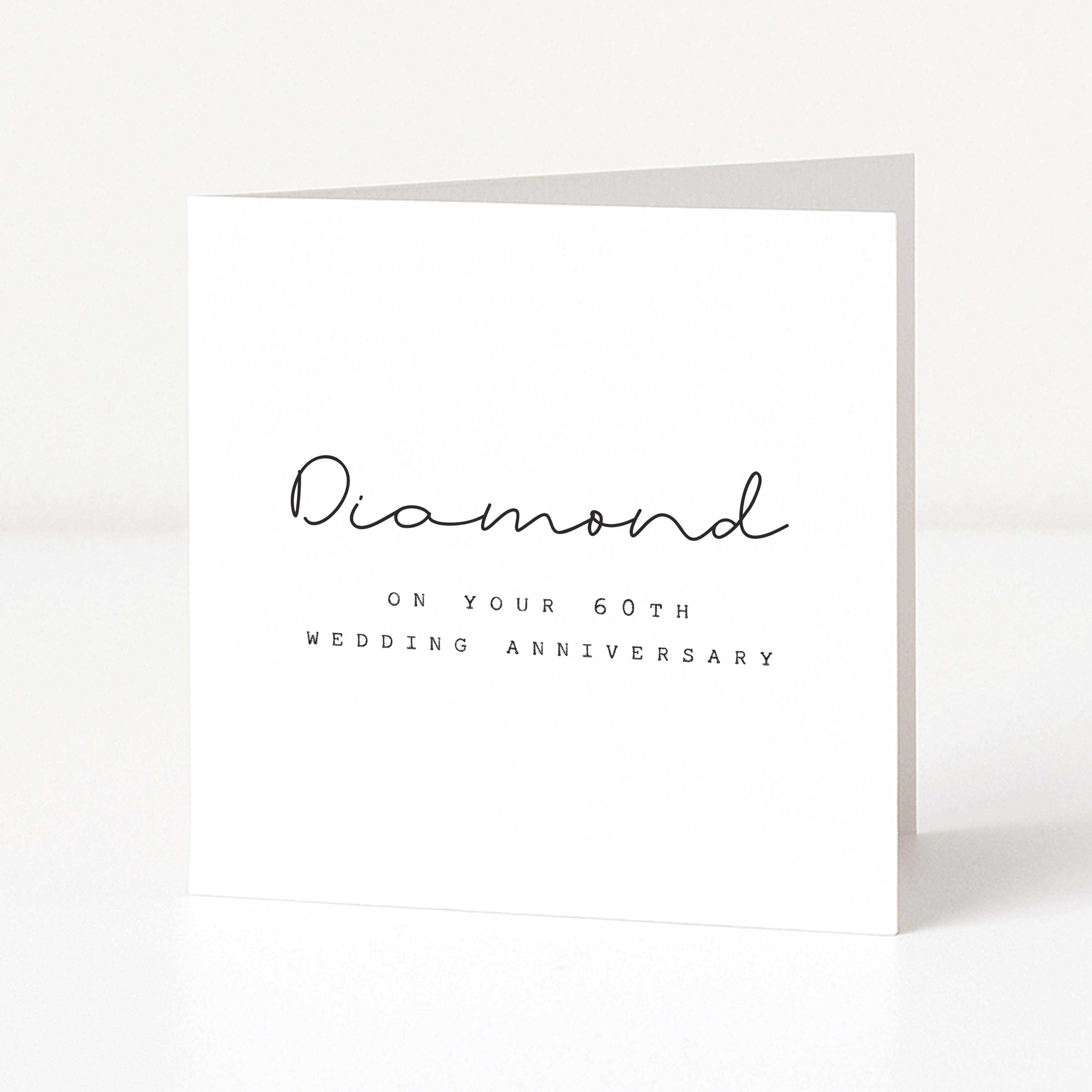 Greeting card with 'Diamond on your 60th wedding anniversary' text on a white background